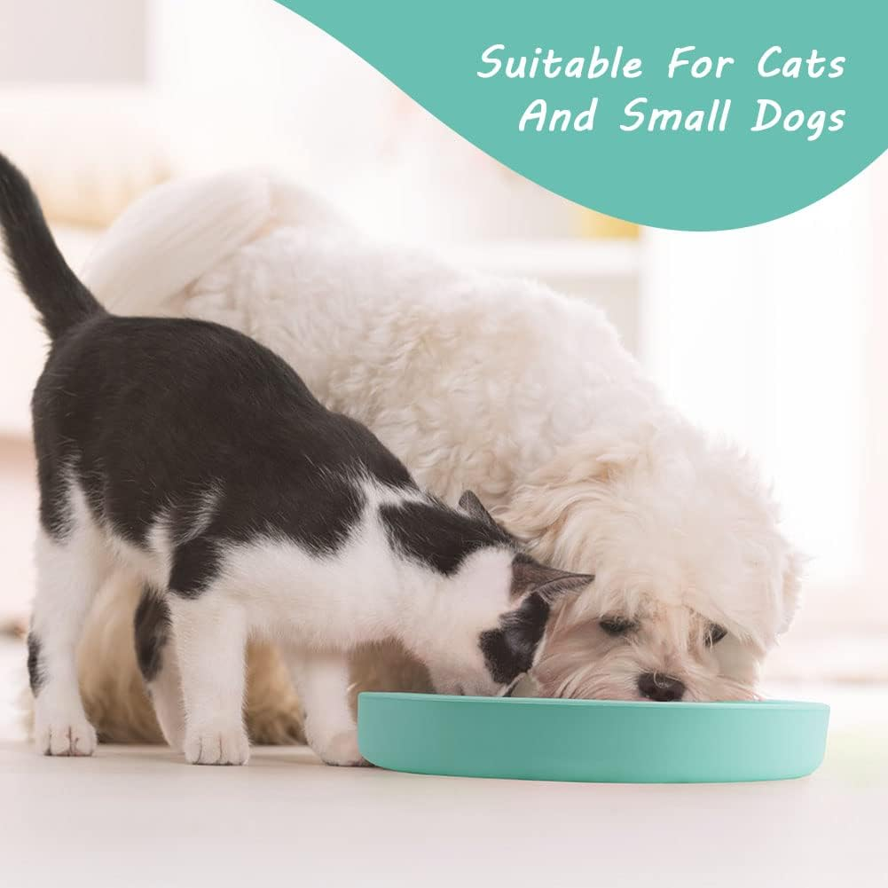 Adiwo Feeding Bowl for Cats, 18 Cm Silicone Bowl, Wide Cat Bowl, Feeding Bowl, Flat Cat Bowl for Dry Food and Wet Food, Water Bowl, Non-Slip Cat Bowl for Cats, Dogs, Green image number 2