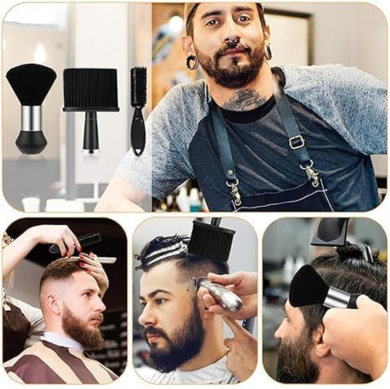 Leanockesa 3 Pcs Professional Barber Brush - Soft Neck Duster for Haircut, Styling & Cleaning | Premium Nylon Hair Brush | Barber Accessories (Black) image number 6