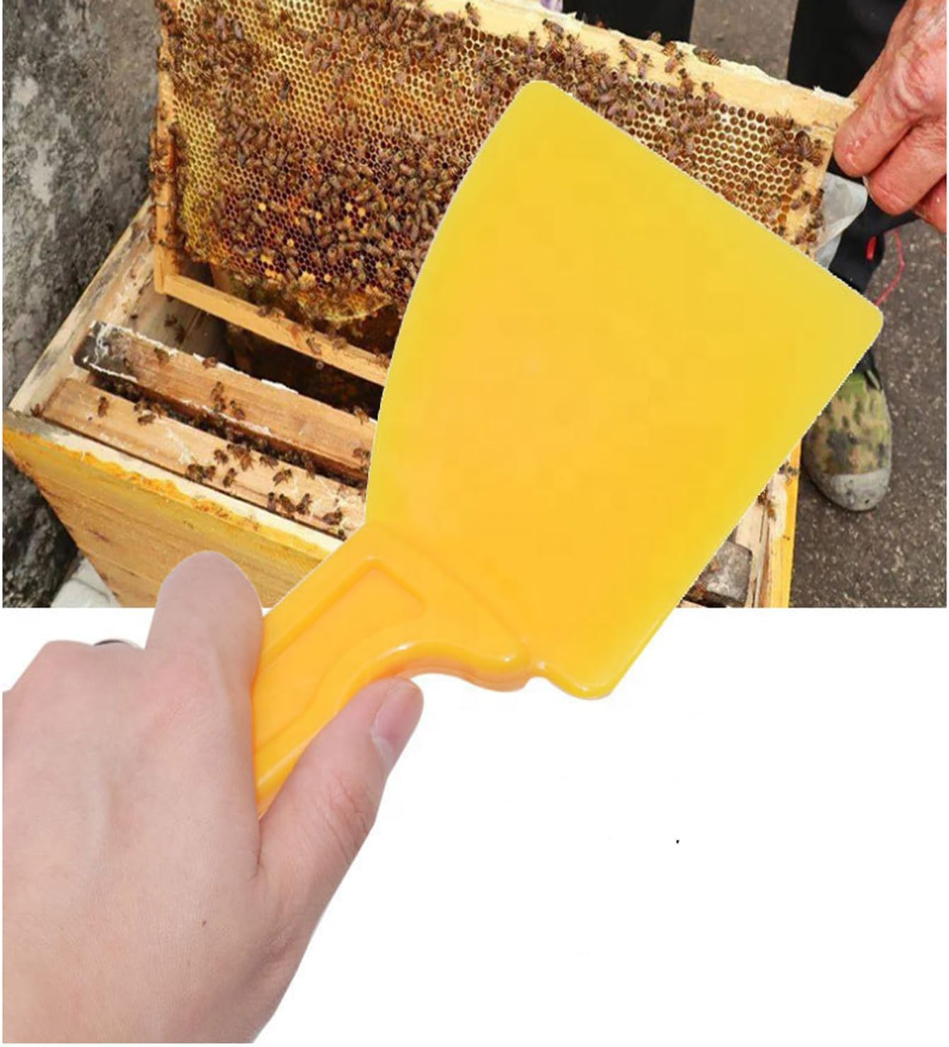 Coehaopike 2Pc Plastic Honey Spatula Honey Uncapping Scraper Honey Uncapping Tool Honey Collector Beekeeping Tools Honbee Scraper Beekeeping Equipment Hive Accessories Honey Extractor Yellow image number 4