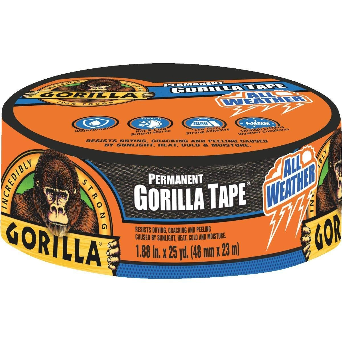 Gorilla Permanent Sticky Waterproof All Weather Tape [Butyl Rubber]: 1.88 In. X 30 Ft. (Black) image number 4