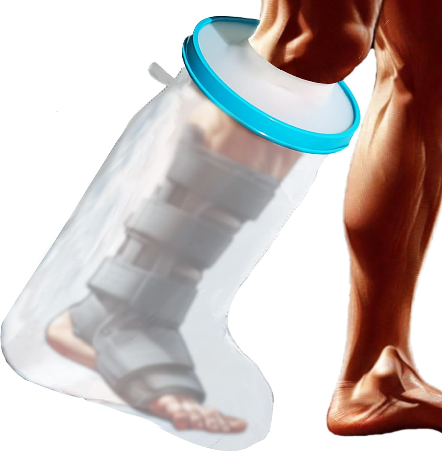Non-Slip Waterproof Leg Cast Cover for Showering, Reusable Adult Short Leg Cast Protector, Cast Covers for Shower Leg, Cast Bag for Shower, Cast Cover for Showering Foot
