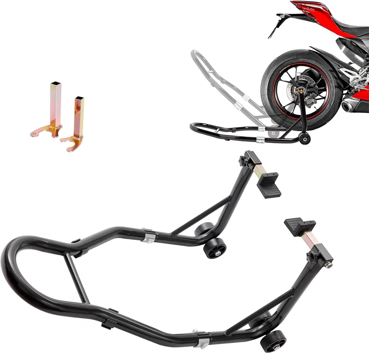 Motorcycle Stand Rear Wheel Lift, Swingarm Spool Paddock Stands for Yamaha Honda Kawasaki Suzuki Sport Bike, Black image number 1