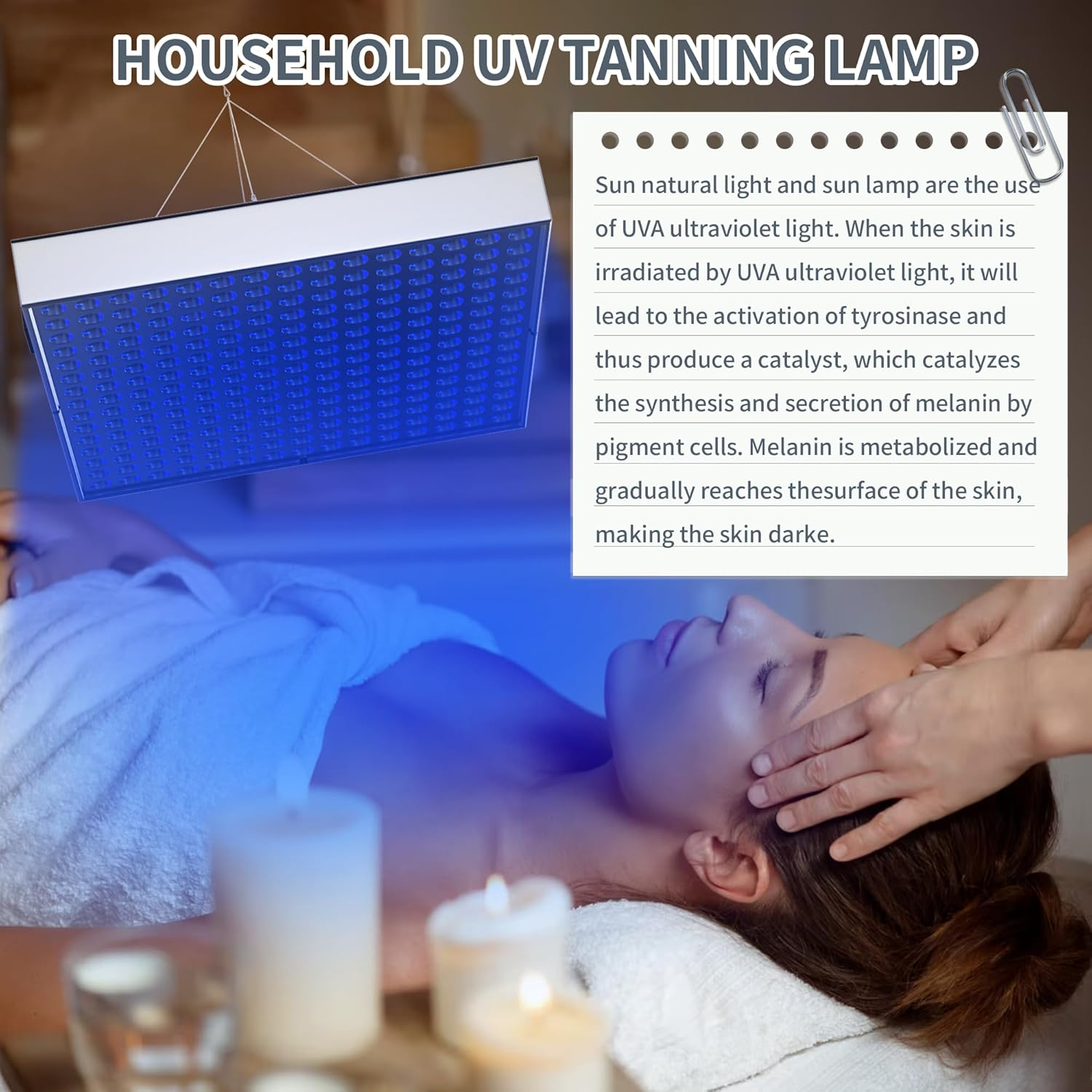 Solarium for Home, 460 NM Portable Tanning Lamp with 225 Leds, 45 W Face Solarium, Adjustable Stand and Hanging Hooks, Face Tanner Solarium for Home for Body image number 6