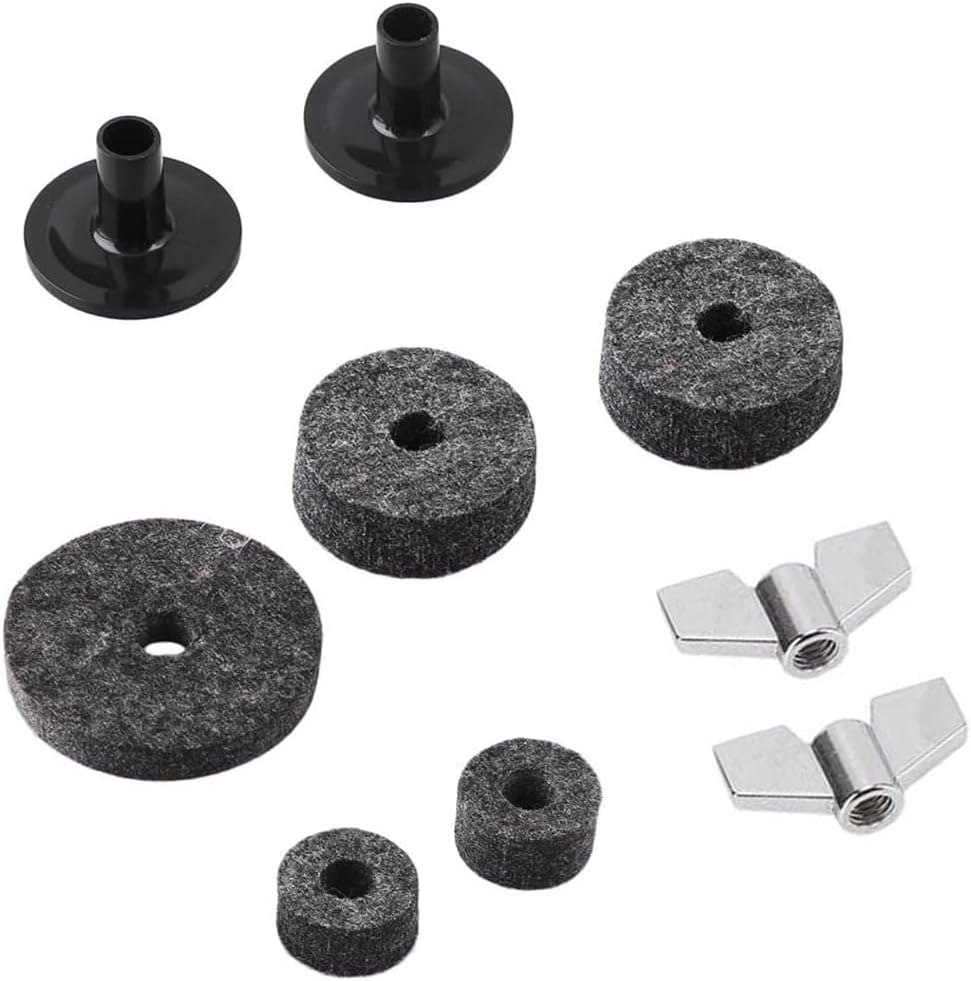 Drummers Survival Hardware Kit 9Pcs Cymbal Parts Cymbal Sleeves Felts Hi Hat Clutch Hi Hat Cup Wing Nut, 12Pcs Drum Tension Rods M6X60 M6X50 M6X15 Mm, 1Pcs Drum Tuning Key, 1Pcs Snare Straps