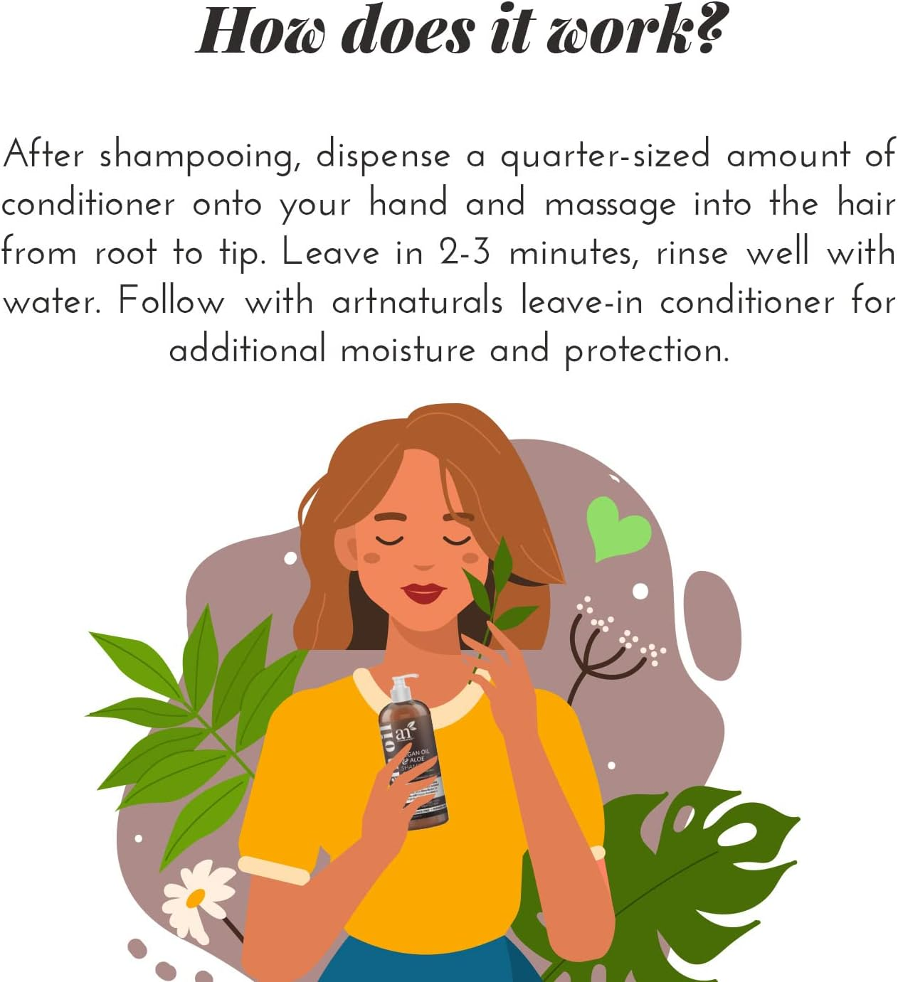 Artnaturals Argan Oil Hair Conditioner - (16 Fl Oz / 473Ml) - Sulfate Free - Treatment for Damaged and Dry Hair - for All Hair Types - Safe for Color Treated Hair image number 1