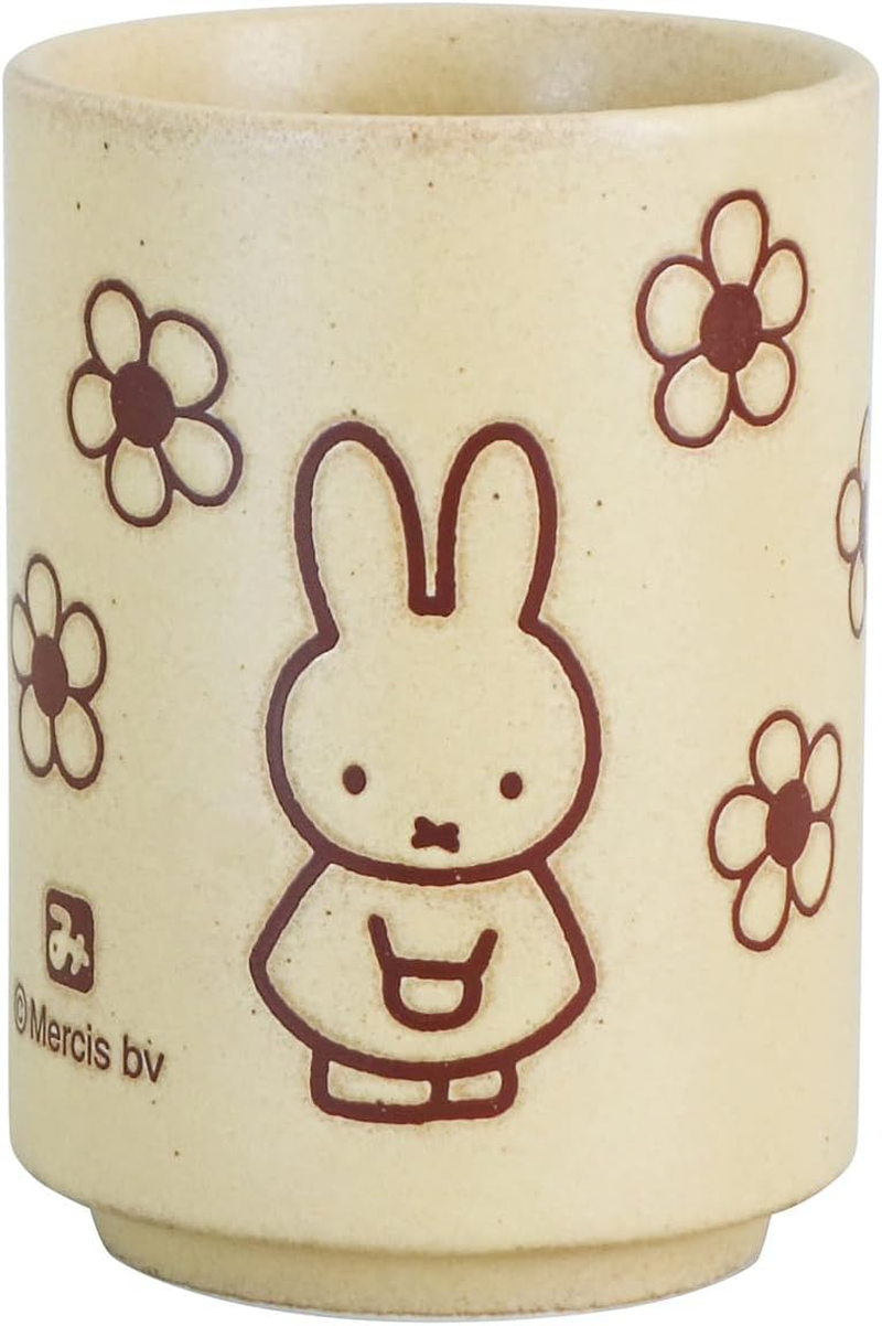 Dick Bruna Miffy 212144 Tea Cup, Cup, Approx. 9.1 Fl Oz (270 Ml), Microwave, Dishwasher Safe, Flowers, Yellow Beige, Made in Japan