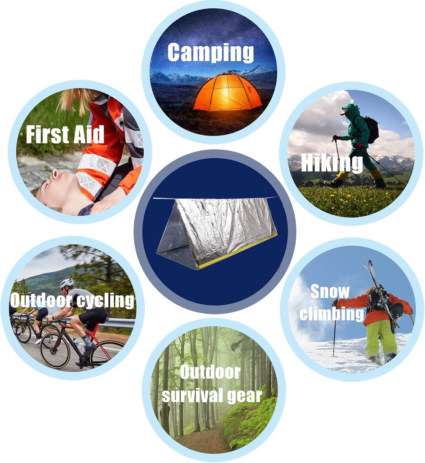 Emergency Survival Shelter Tent, 59 X 98.4Inch Waterproof 2-Person Mylar Thermal Shelter for Hiking Camping image number 2