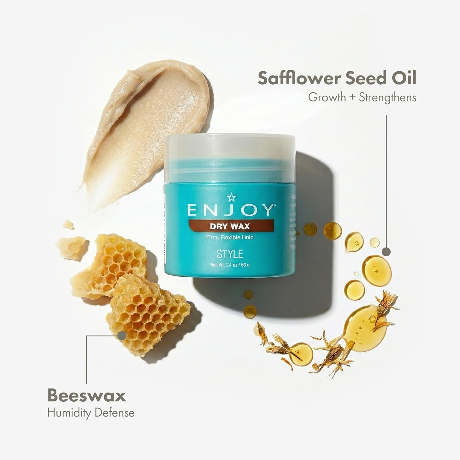 Enjoy Dry Wax - Non Greasy Pliable Texture Hair Wax - Firm Flexible Hold Natural Matte Finish (2.1 Oz) image number 1