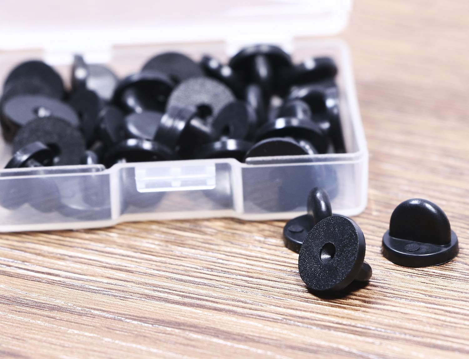 Shapenty Butterfly Clutch PVC Rubber Pin Backs Keepers Replacement Uniform Badge Comfort Fit Tie Tack Lapel Pin Backing Holder Clasp (Black 30PCS) image number 4