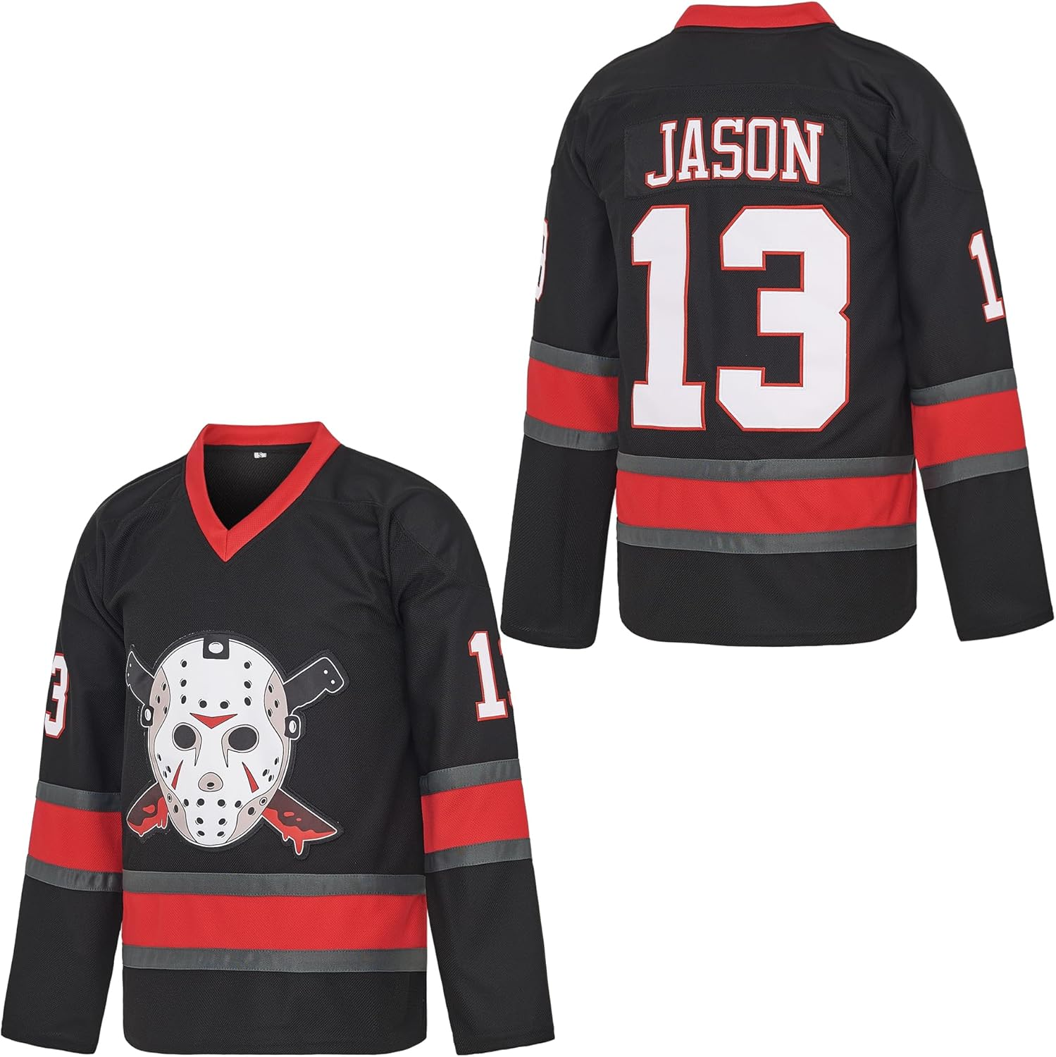 Men'S Voorhees 13 Jason Friday Movie Ice Hockey Jersey Halloween Stitched image number 1