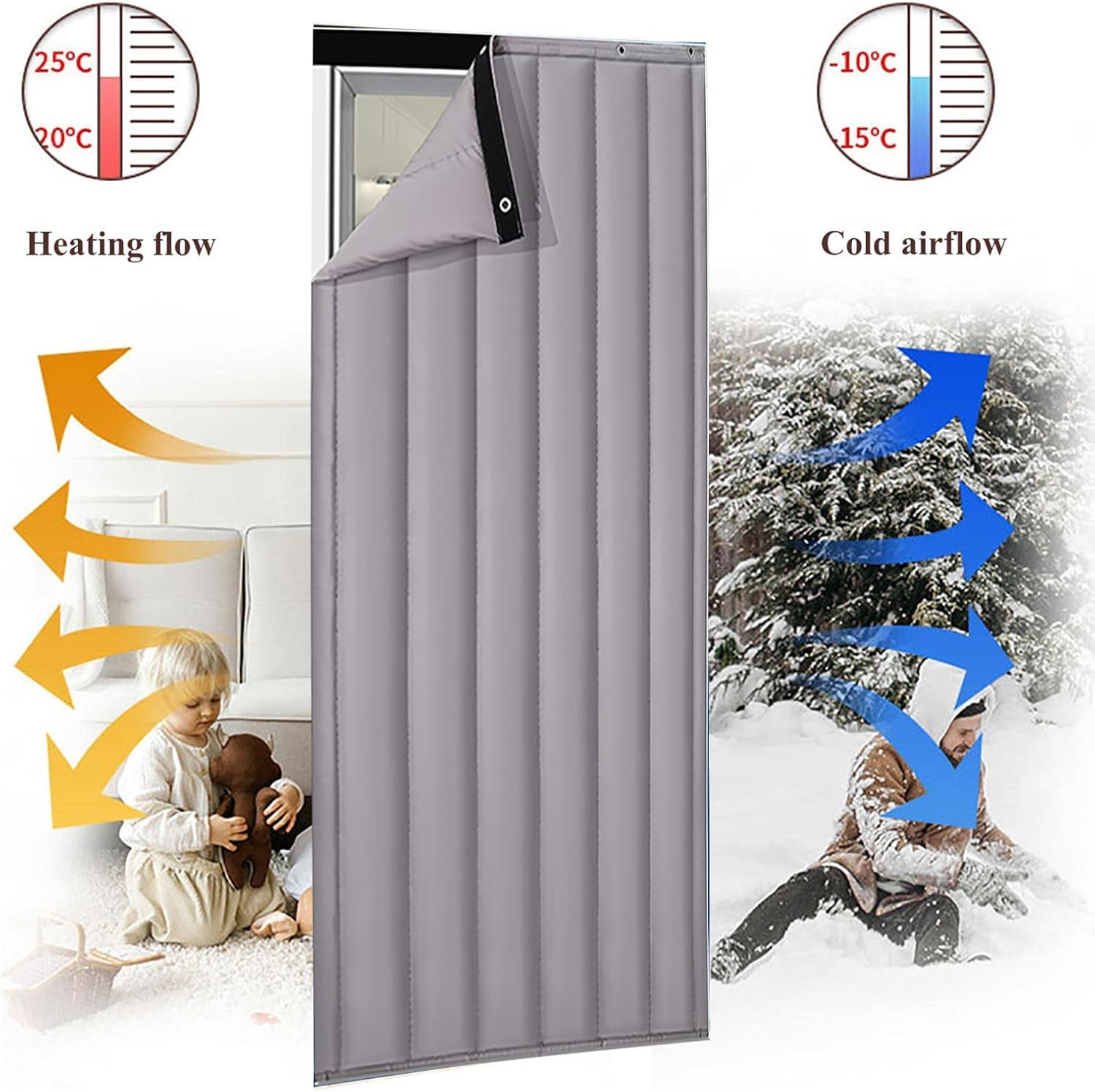 Thermal Insulated Door Curtain,Winter Doorway Cover Screen, Soundproof Blanket, Privacy Curtains,Tapestry Windproof Waterproof Warm Cold Protection,For Living Room Garage Front Door Patio Kitchen image number 2