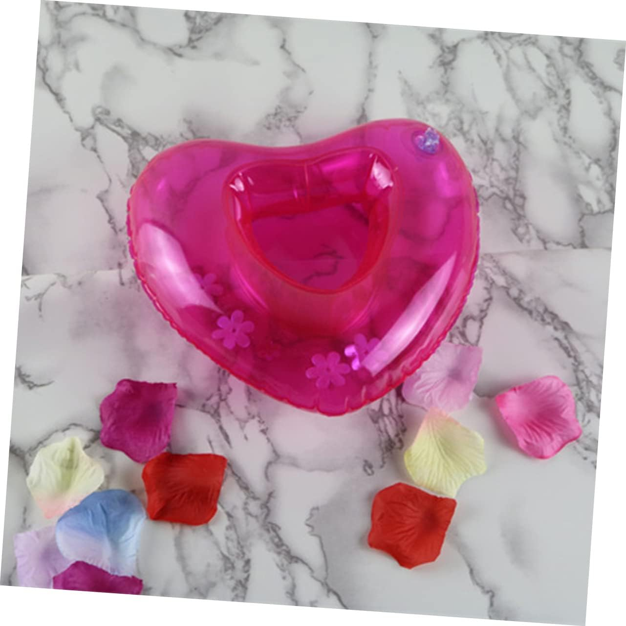 KICHOUSE 4Pcs Rosy Heart Shape Drink Cup Holder Inflatable for Summer Beach Toys image number 3