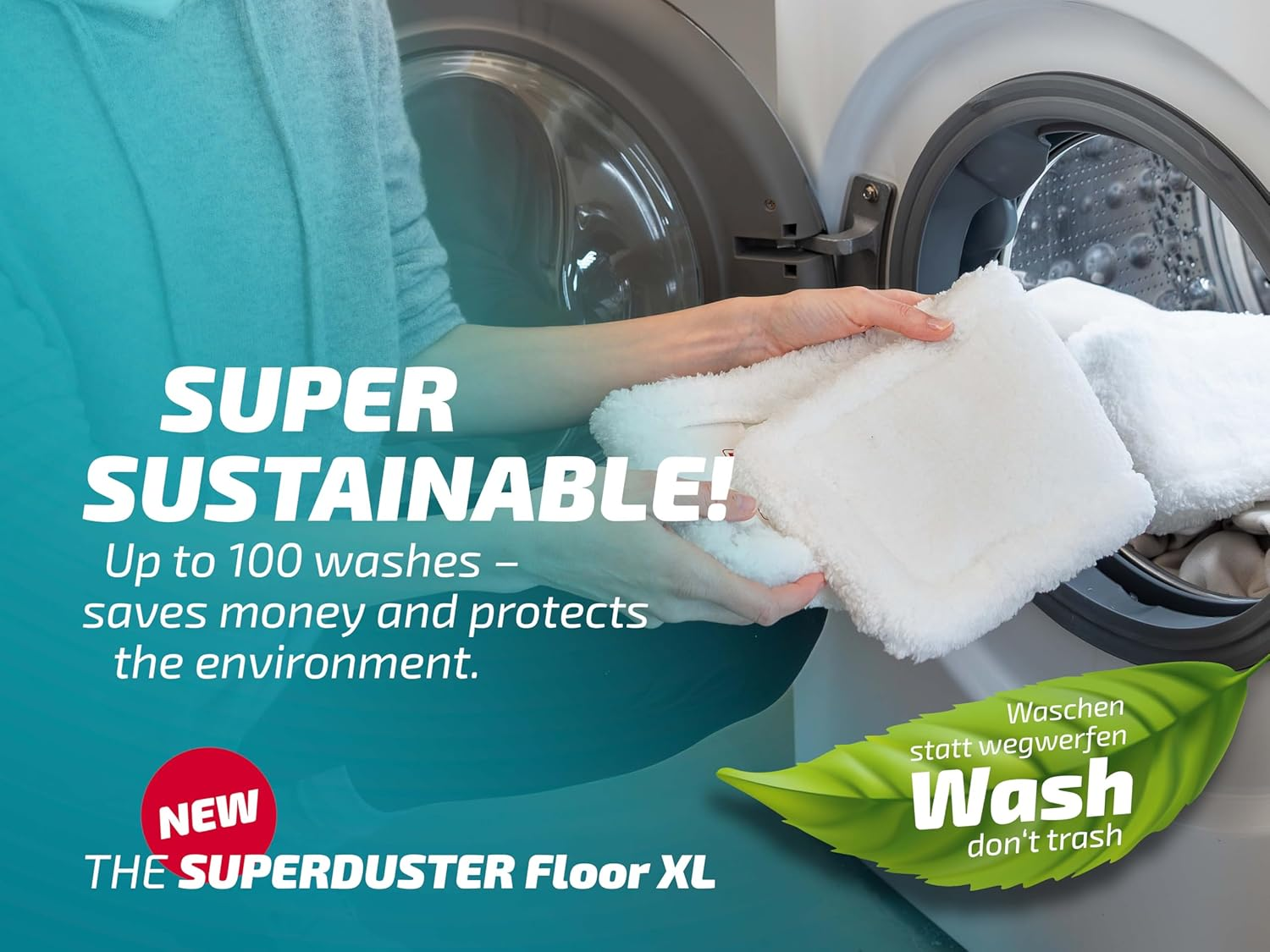 Leifheit Superduster Floor XL Dust Cover, Washable Dust Mop Floor with Microfibre Cover, Dust Mop Dry for Tiles, Laminate or Parquet Flooring image number 6