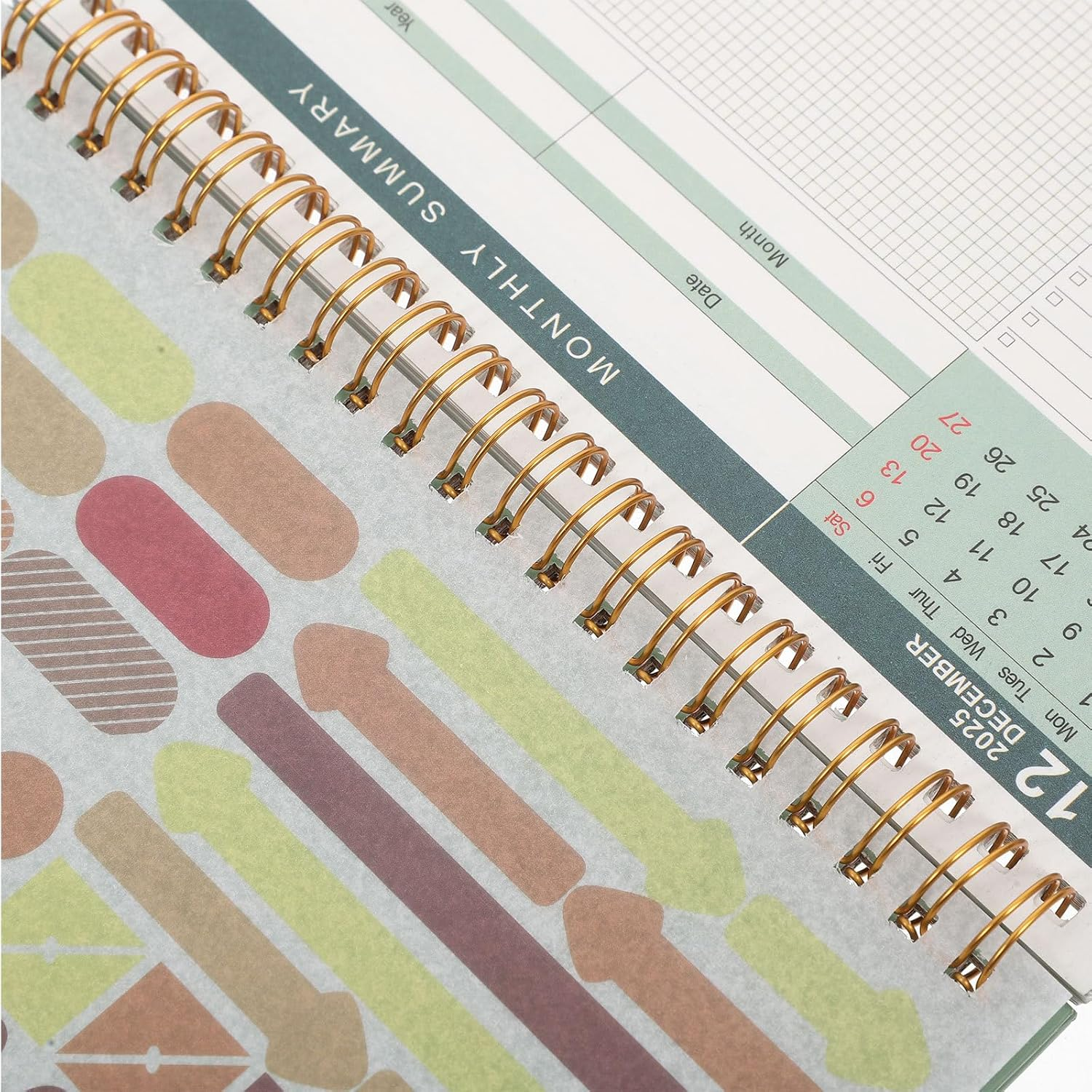 Tofficu Desk Calendar 2025 Green Paper Flip Calendar with Decorative Stickers Desk Stand Small Calendar Cute Desk Decor Aesthetic Chinese Lunar Year Monthly Planner Calendar for Office Home image number 4