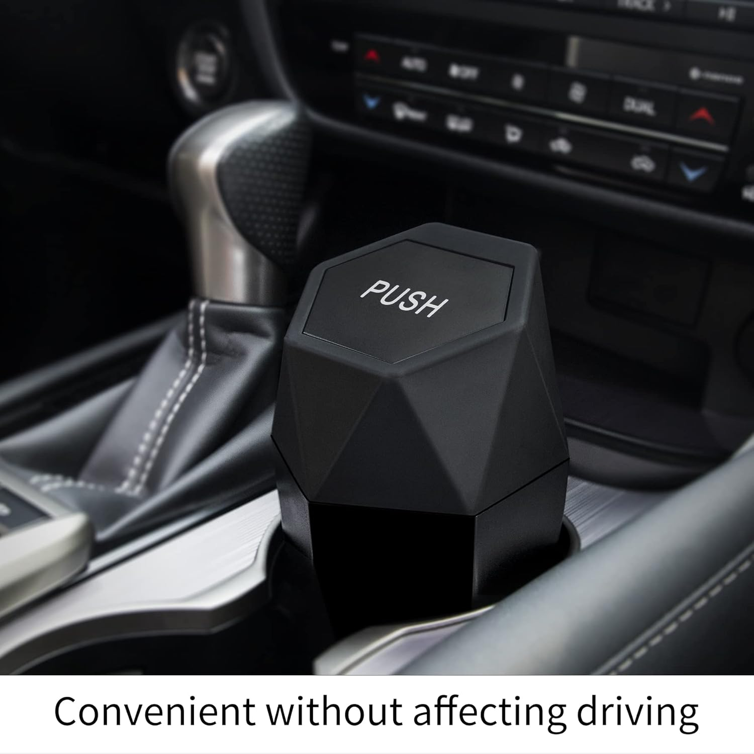 JUSTTOP Car Trash Can with Lid, Diamond Design Small Automatic Portable Trash Can, Easy to Clean, Used in Car Home Office (Black) image number 5