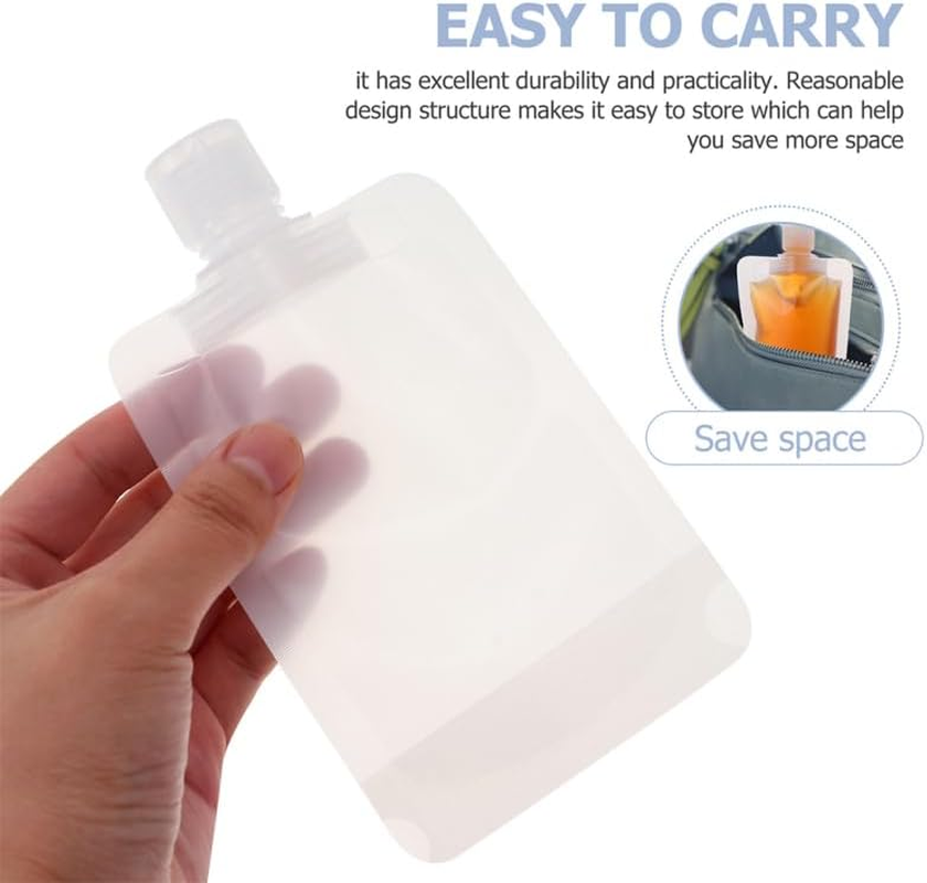 FRCOLOR 1Set Travel Refillable Squeeze Pouches Portable Fluid Packing Bags for Toiletries Leakproof Lotion Pouches with Funnels Labels for Outdoor Travel