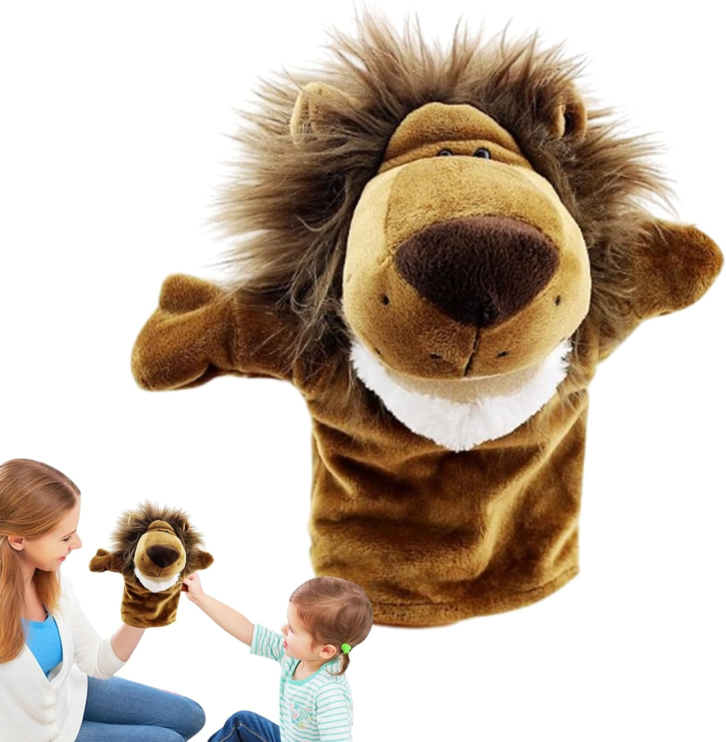 Animal Hand Puppets - Soft Plush Puppets,Adorable Funny Creative Washable Interactive Soft Animal Puppets with Working Mouth for Telling Story Teaching Role Puchen image number 4