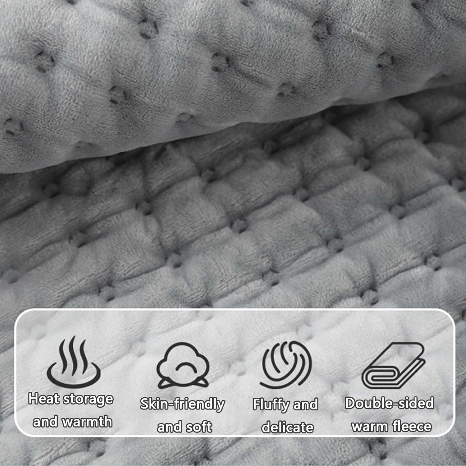 Electric Heating Pad for Pain Relief &ndash; 40X76Cm Washable Grey Plush &ndash; 9 Heat Settings, 4 Timer Options, Auto Shut-Off &ndash; Ideal for Neck, Shoulder, Back, Abdomen & Knee