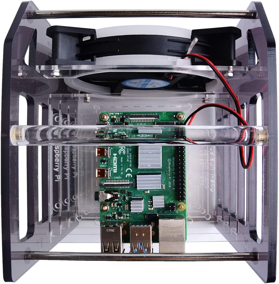 Geeekpi Raspberry Pi Cluster Case, Raspberry Pi Rack Case Stackable Case with Fan 120 Mm RGB LED 5V for Raspberry Pi 4B / 3B + / 3B / 2B / B + and Jetson Nano (4-Layers)