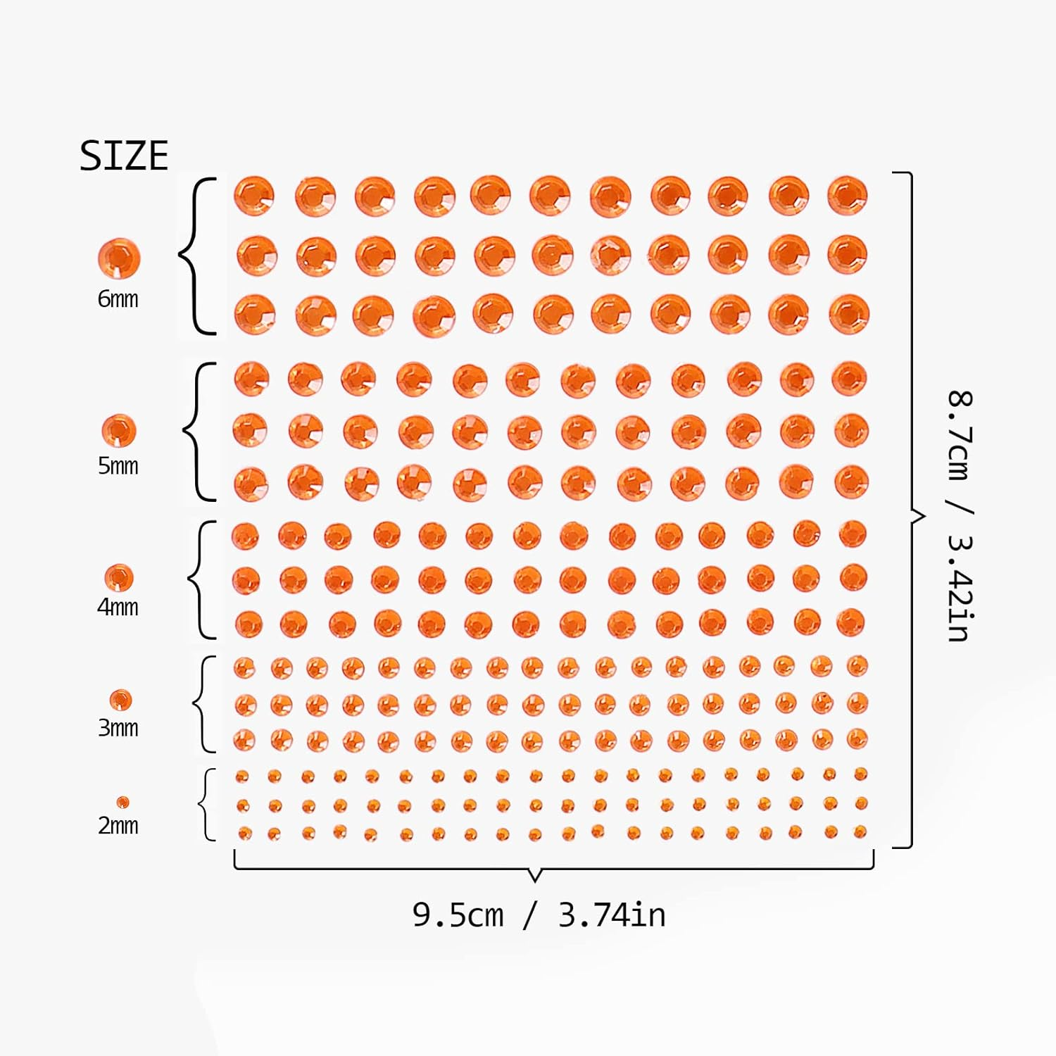 Aiqinu Self-Adhesive Glitter Stones, 16 Colours, 3600 Pieces, Rhinestones, 2/3/4/5/6 Mm, Various Sizes, Glitter Stones for DIY Crafts, Greeting Cards, Face, Nails Decoration image number 2