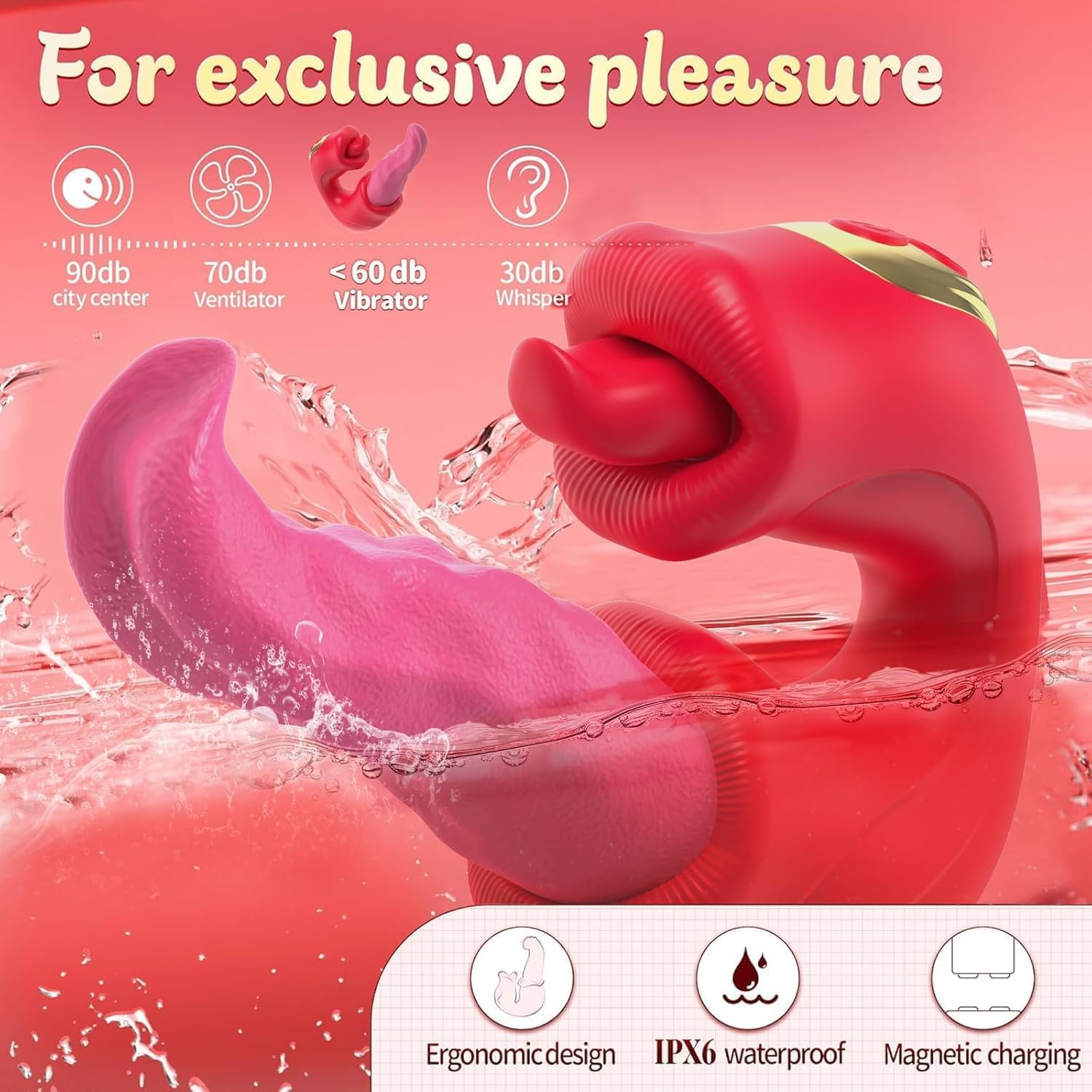 Tongue Vibrator Women Sex Toys - APP 3 in 1 Tongue Toy for Women Rose Sex Toys G Spot Vibrator Tongue Dildo with 10 Licking 10 Flapping Rotation 10 Vibrating Mode, Mouth Clitoral Stimulator Pleasure Tool Couple Adult Toys image number 5