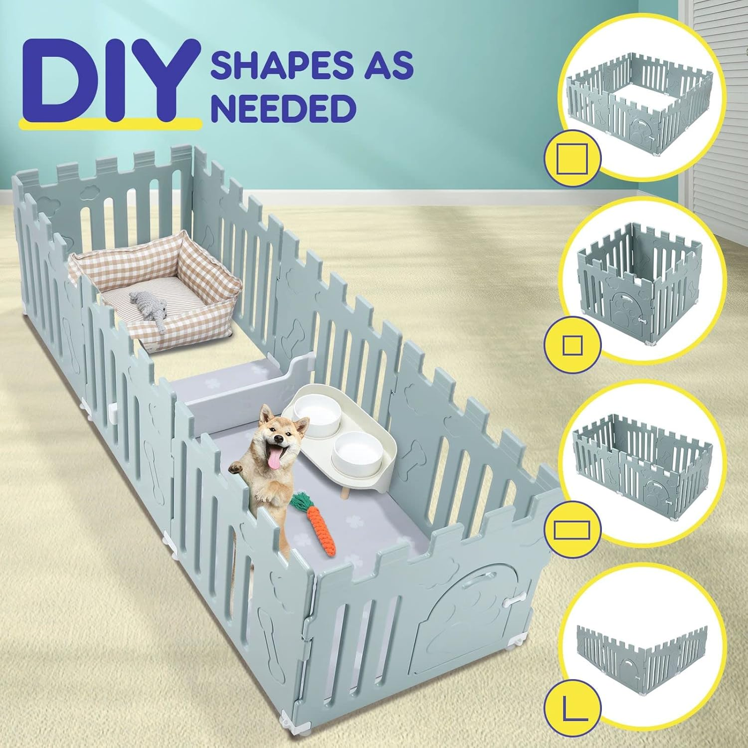 Pet Scene 2In1 Pet Kennel Fence Cage Dog Cat Enclosure Playpen Crate Safety Gate Pet Whelping Box Barrier Puppy Kitten Furniture 8 Panels,Size:235X78X60Cm image number 6