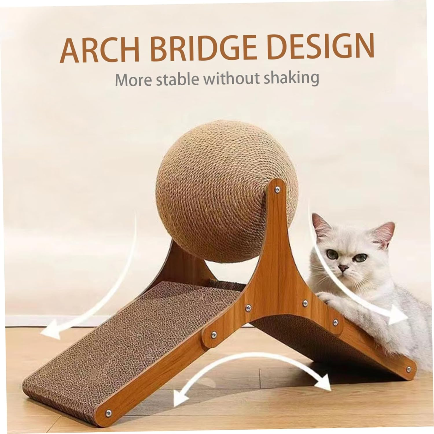 Cat Scratcher Ball Large Cat Scratching Ball Spinning Solid Cat Scratching Toy Pet Interactive Toy Protect Your Furniture from Scratches Scratching Pads image number 5