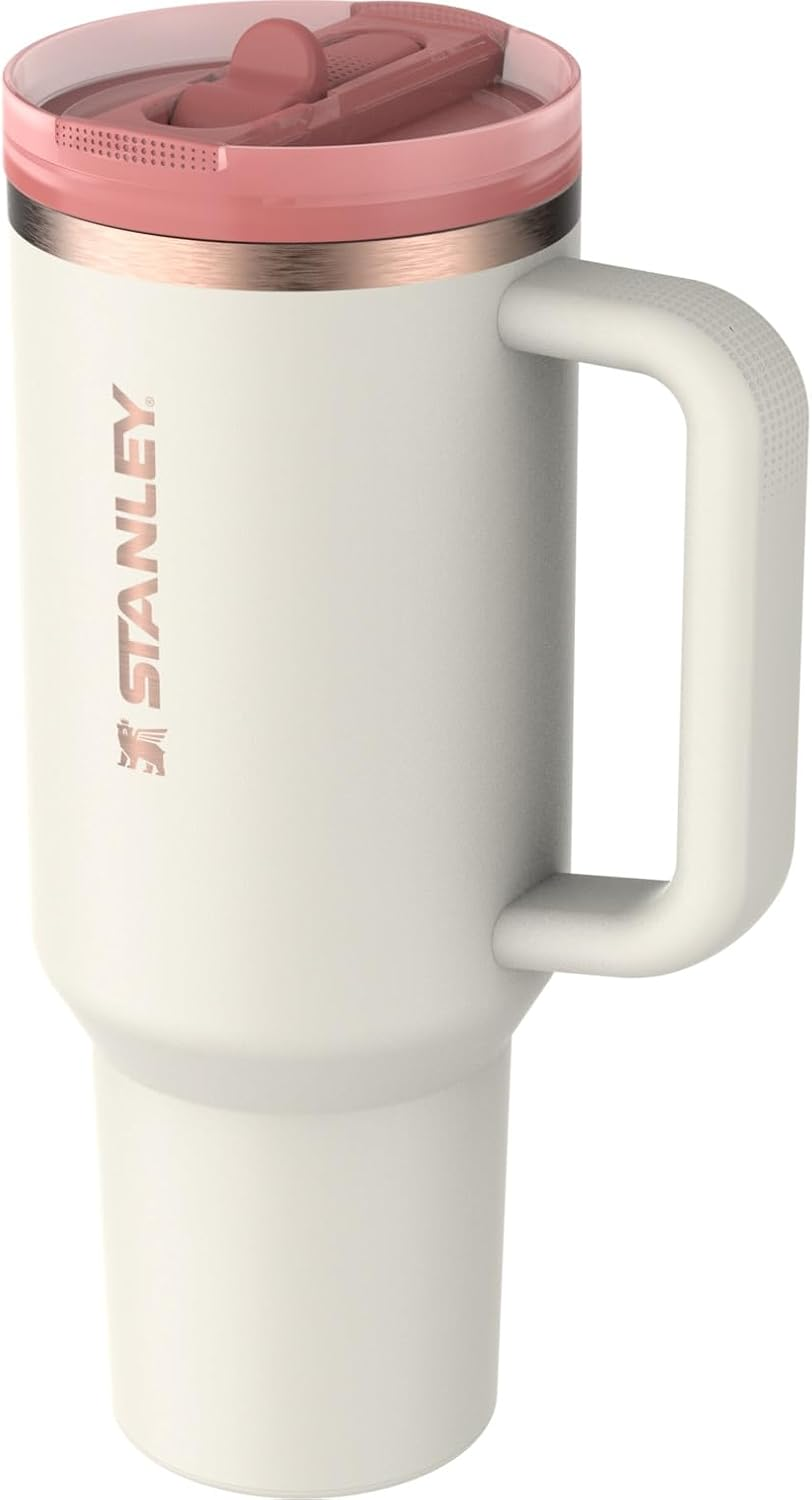 Stanley Quencher Protour Flip Straw Tumbler with Leakproof Lid 40 Oz | Built-In Straw and Handle | Cup Holder Compatible for Travel | Insulated Stainless Steel Cup | Bpa-Free | Cream Rose Gold