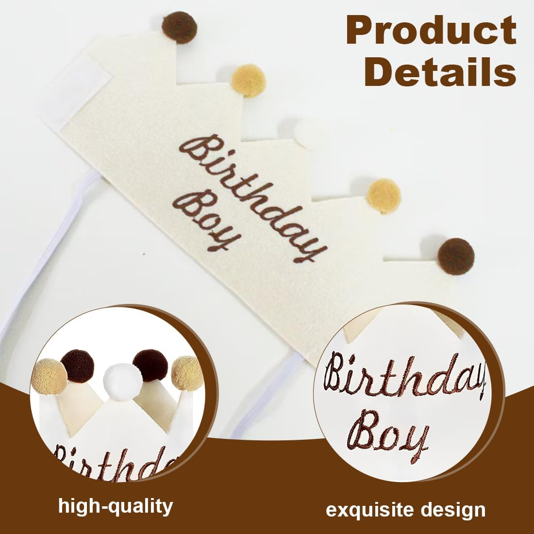 Muslin Birthday Crown, Reversible Crown for Girls and Boys, Children'S Birthday Crown image number 1