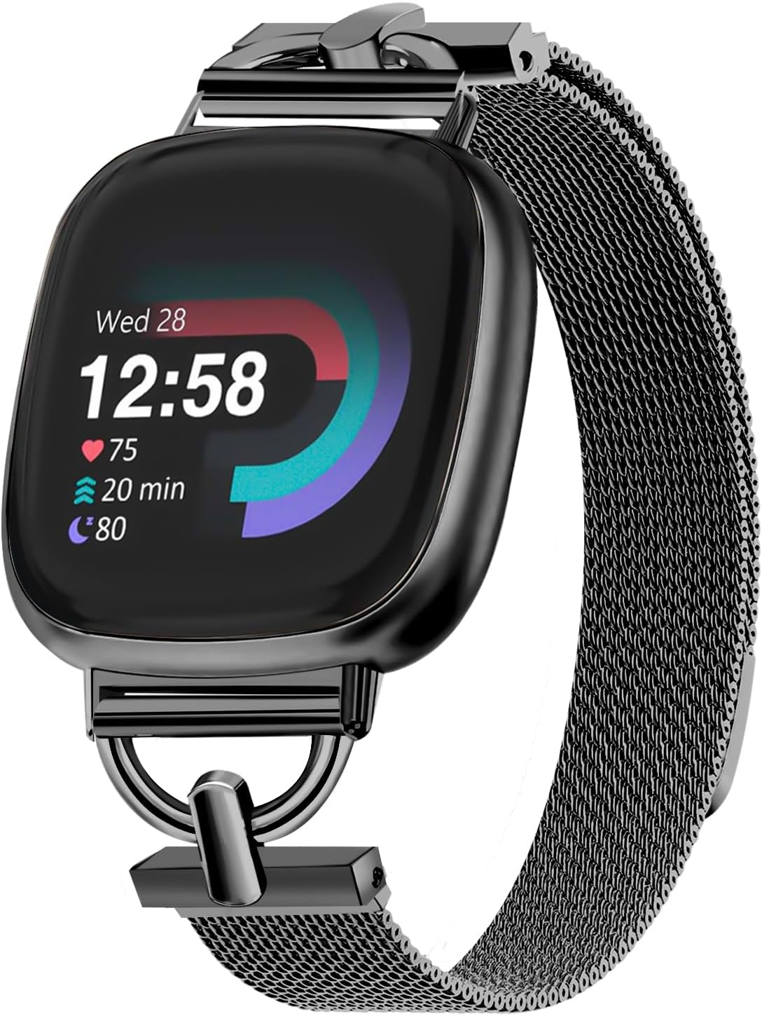 HAYONLIY Metal Bands Compatible with Fitbit Versa 3/Fitbit Versa 4/Fitbit Sense 2/Fitbit Sense,Mesh Stainless Steel Sport Strap,Magnetic Adjustable Wristband for Women Men