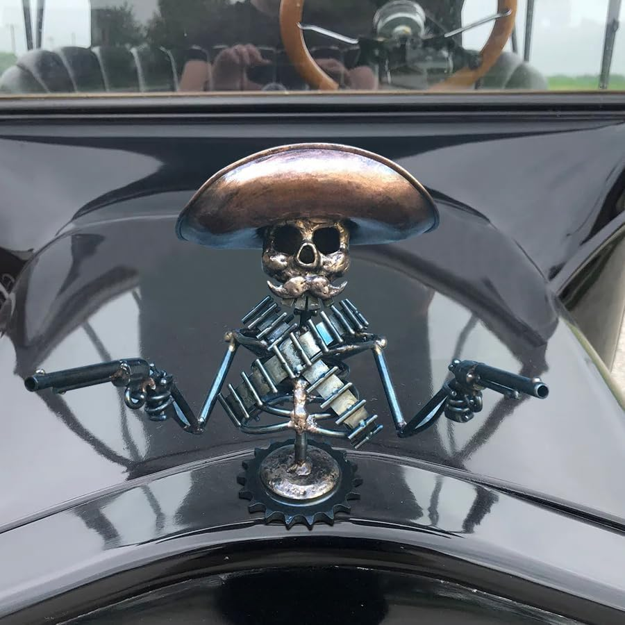 Hood Ornament Cowboy Skull Gunslinger Car Hood Ornaments Car Truck Hood Ornament Metal Skull image number 5