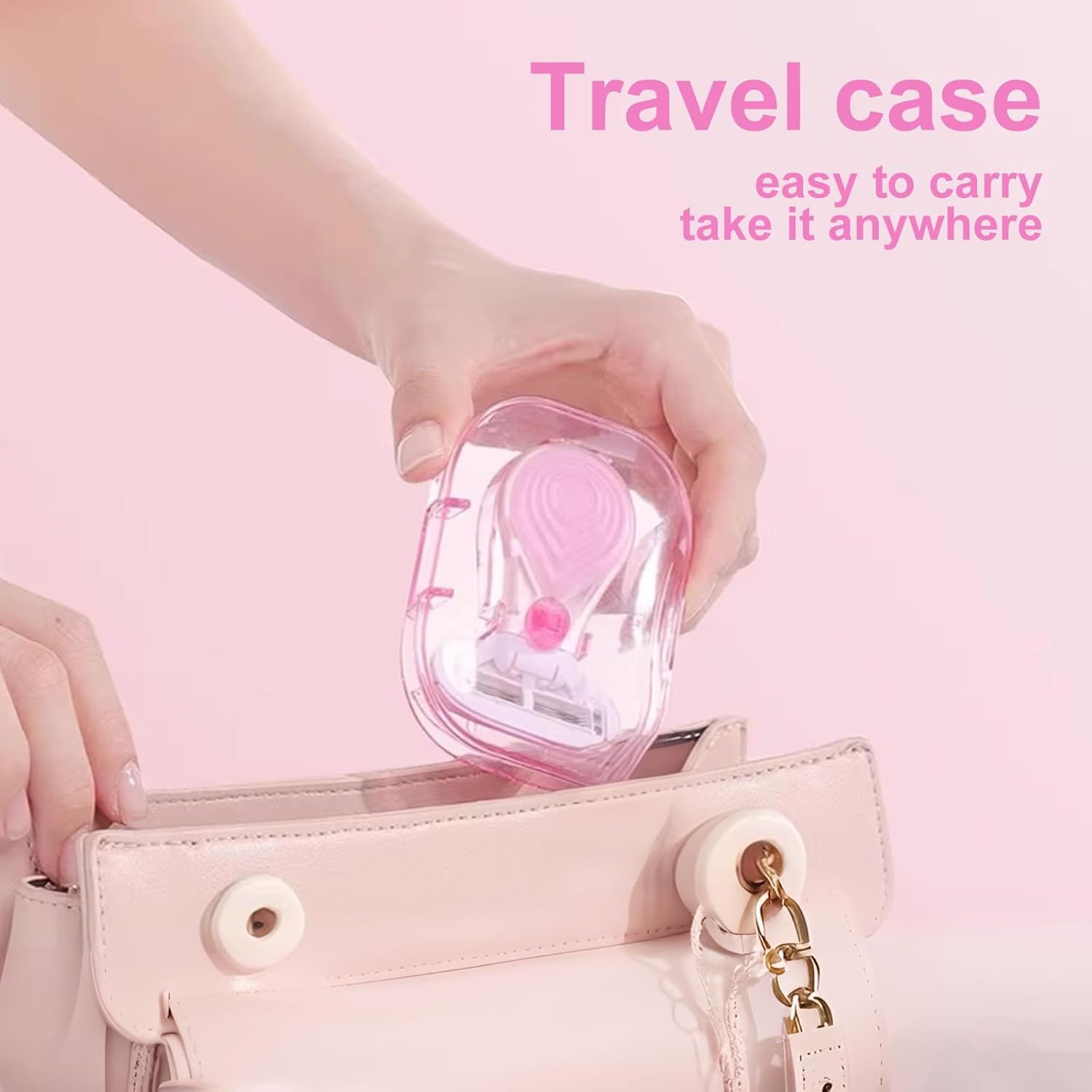 Mini Travel Razor for Women 5-Blade Reusable Safety Razor for Legs Underarms Bikini Smooth Skin Shaving Kit with 1 Razor 1 Refill Blade and Travel Case Compact Portable image number 5