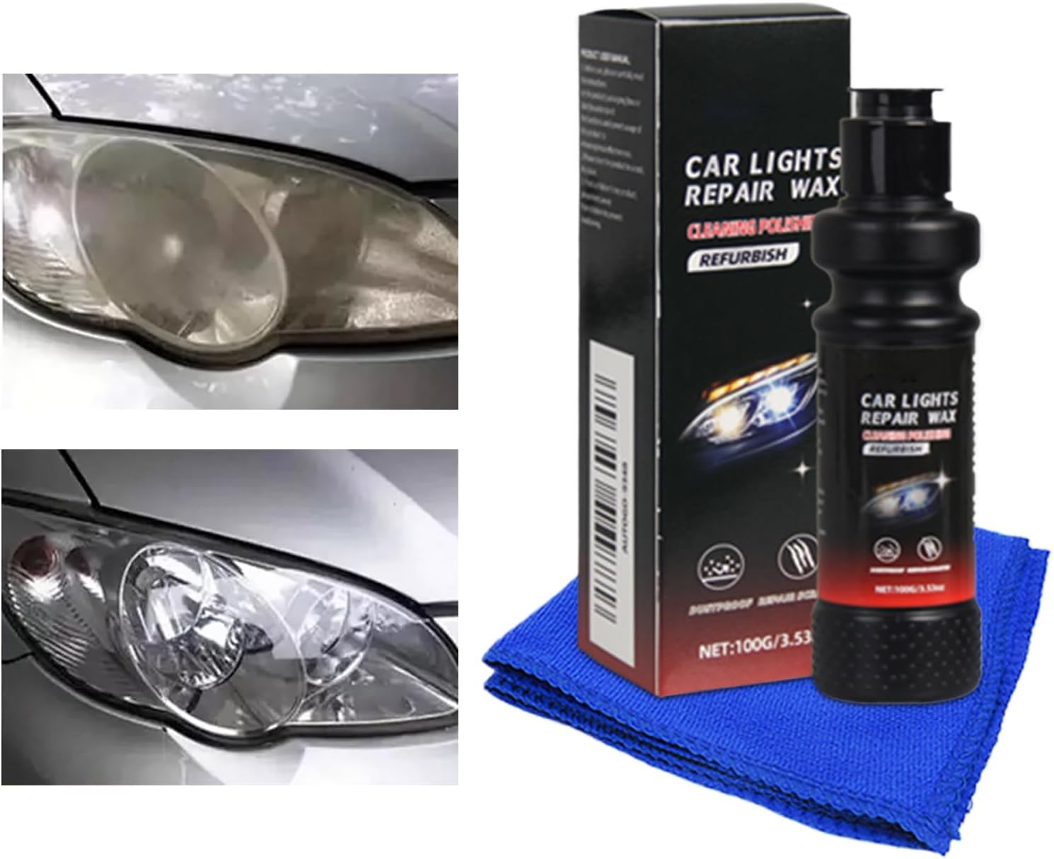 Headlight Restoration Kit | 120Ml Headlight Polish Lotion for Automotive,Deep Cleaning Restorer Cleaner for Vehicle Night Driving RV Truck Refurbishment SUV Restoration image number 2
