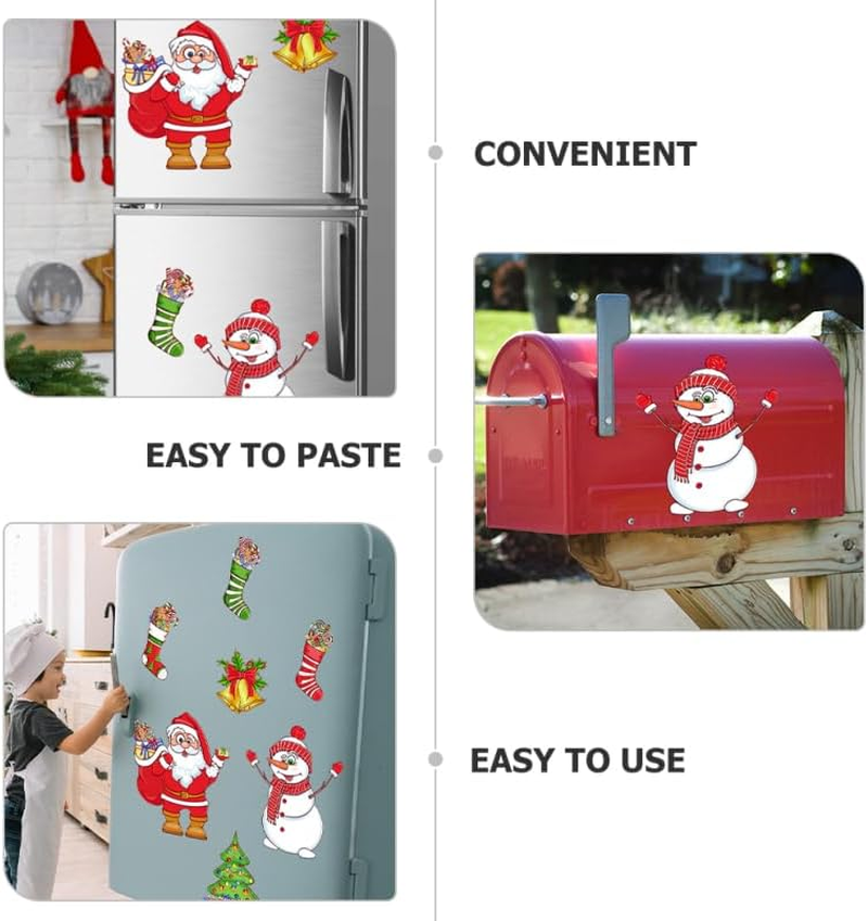 HANABASS 1 Set Christmas Fridge Magnets Christmas Tree&Christmas Stockings&Santa Claus&Snowman Decorative Refrigerator Magnets Small Christmas Decoration for Fridge image number 5