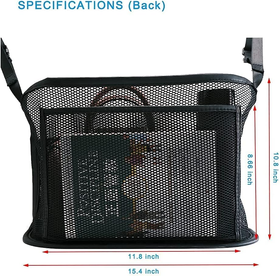 Car Net Pocket Handbag Holder between Front Seats, Car Mesh Handbag Holder Car Front Seat Storage Organizer, Black image number 5