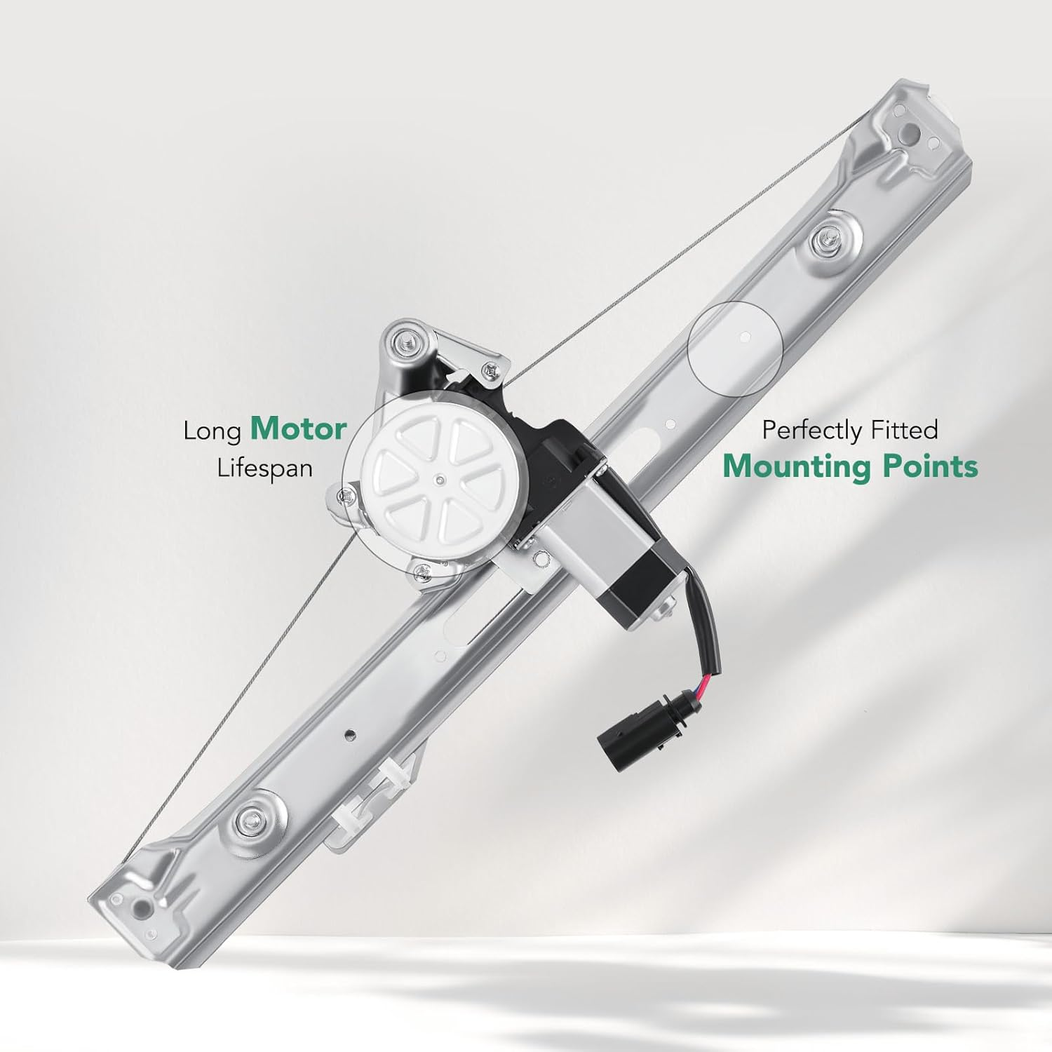 YHTAUTO Rear Passenger Side Power Window Regulator with 2-Pin Motor Assembly for BMW E46 325I 325Xi 330I 330Xi 2001-2005, 323I 328I 1999-2000 image number 2