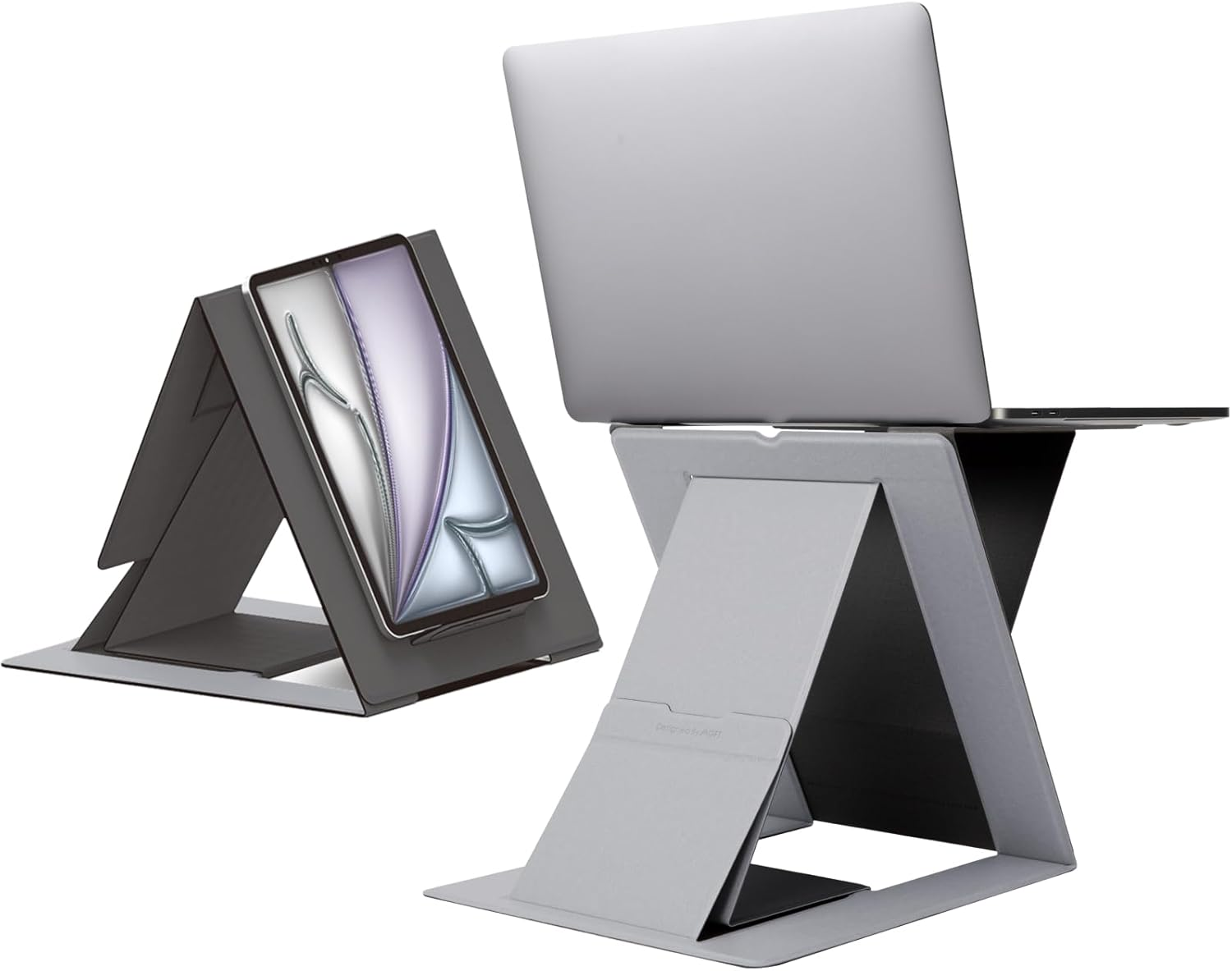 MOFT Z Laptop Stand for Desk, Slim Adjustable Laptop Riser Foldable Laptop Stand, 4 Sitting Modes, Compatible with Most Laptops up to 17", Hold up to 18 Lbs (Black)