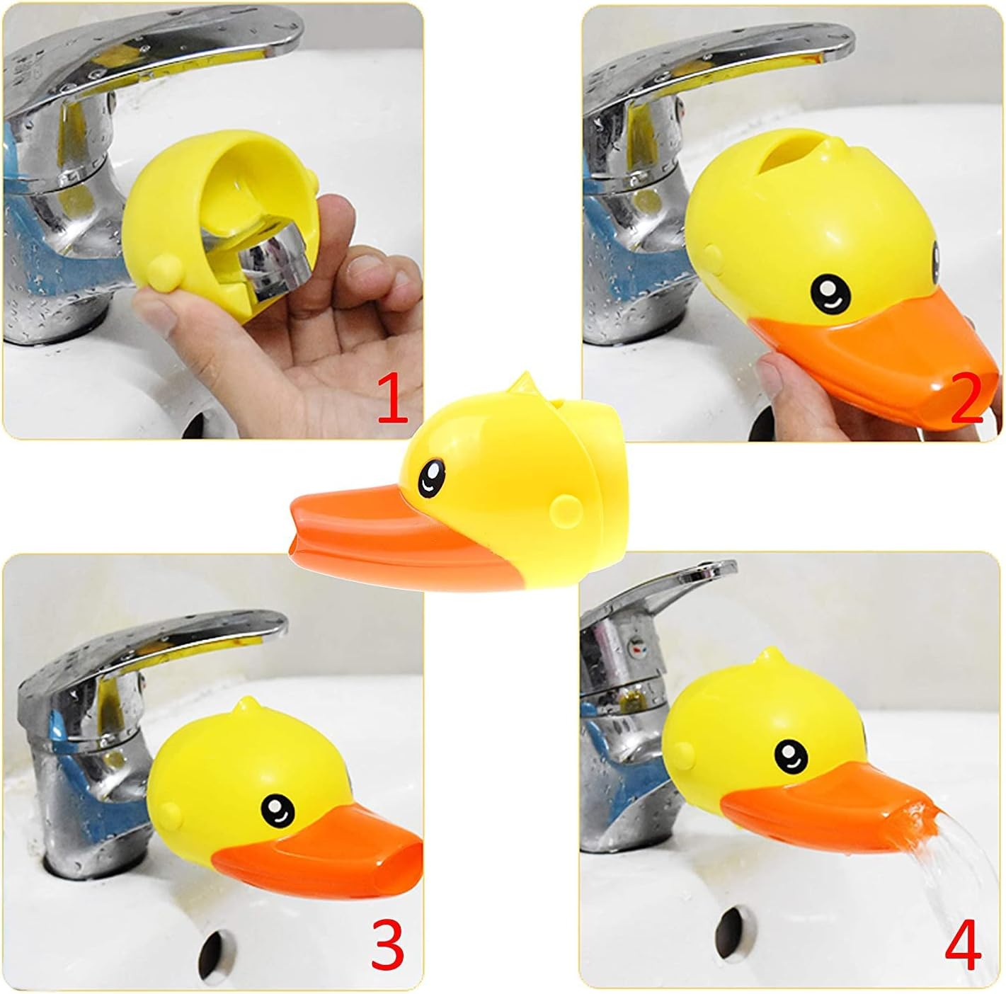 Faucet Extender for Kids, EVSOFMLF 3Pcs Faucet Cover Cartoon Faucet Extender Sink Hand Extender Washing for Children, Toddler, Baby Fun and Safe (Blue Dolphi, Yellow Duck, Pink Elephant) image number 1