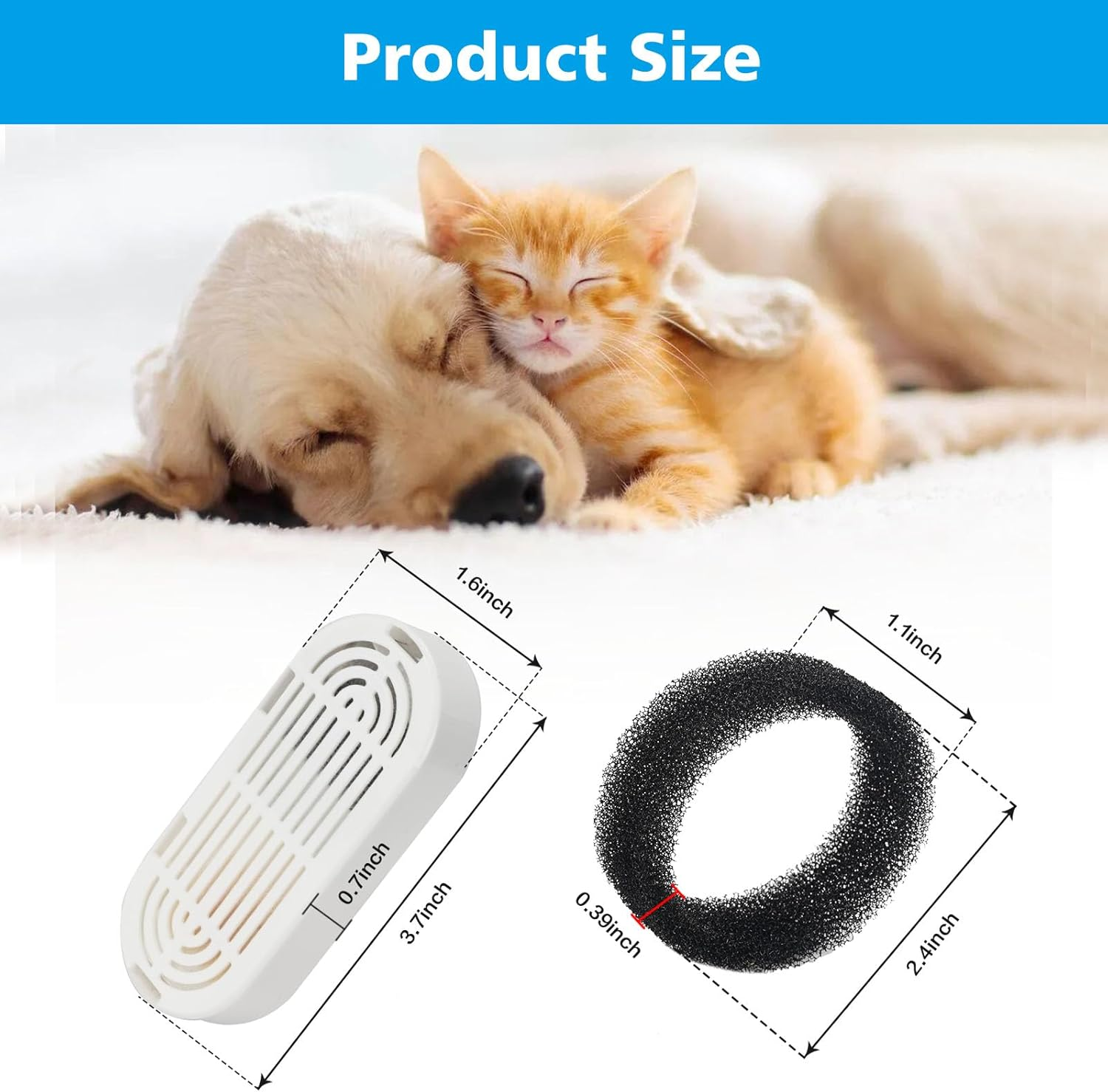 Cat Water Fountain Filter,Cats Fountain Filter Replacement Filters for 3.2L/108Oz Cat Drinking Fountain and 4L/134Oz Stainless Steel Pet Fountain,Pet Water Fountain Filter with Pre-Filter Sponges image number 5