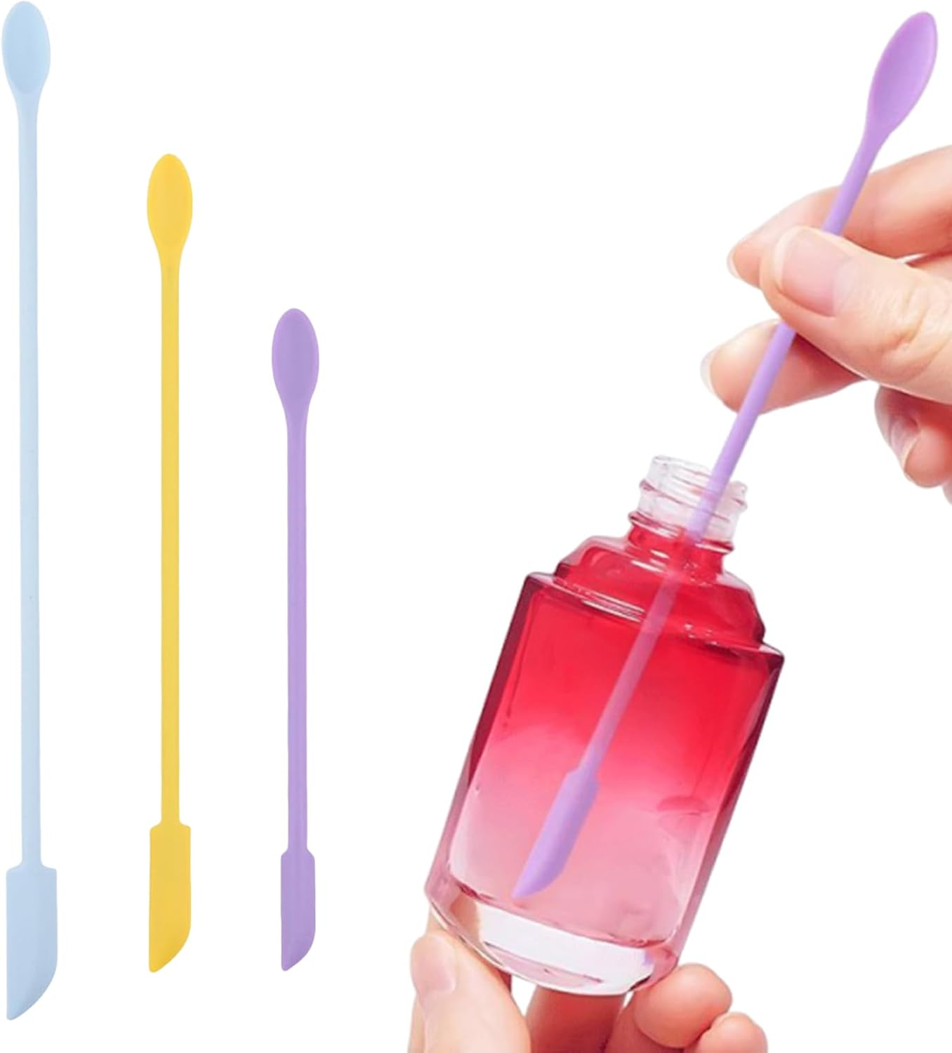 3-Pcs Mini Silicone Spatula Set - Small Skinny Scraper Tool for Jars, Bottles, Makeup & Kitchen - Get Every Last Drop of Lotion, Foundation, Peanut Butter, Jam - Flexible, Dishwasher Safe, Bpa-Free image number 4