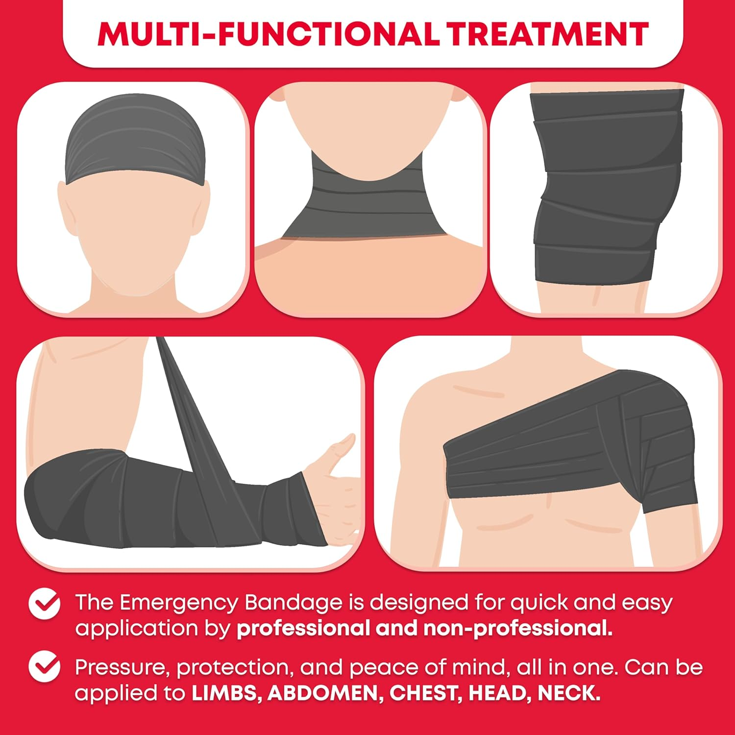 Israeli Bandage Battle Dressing First Aid Compression Bandage, 6 Inch image number 5