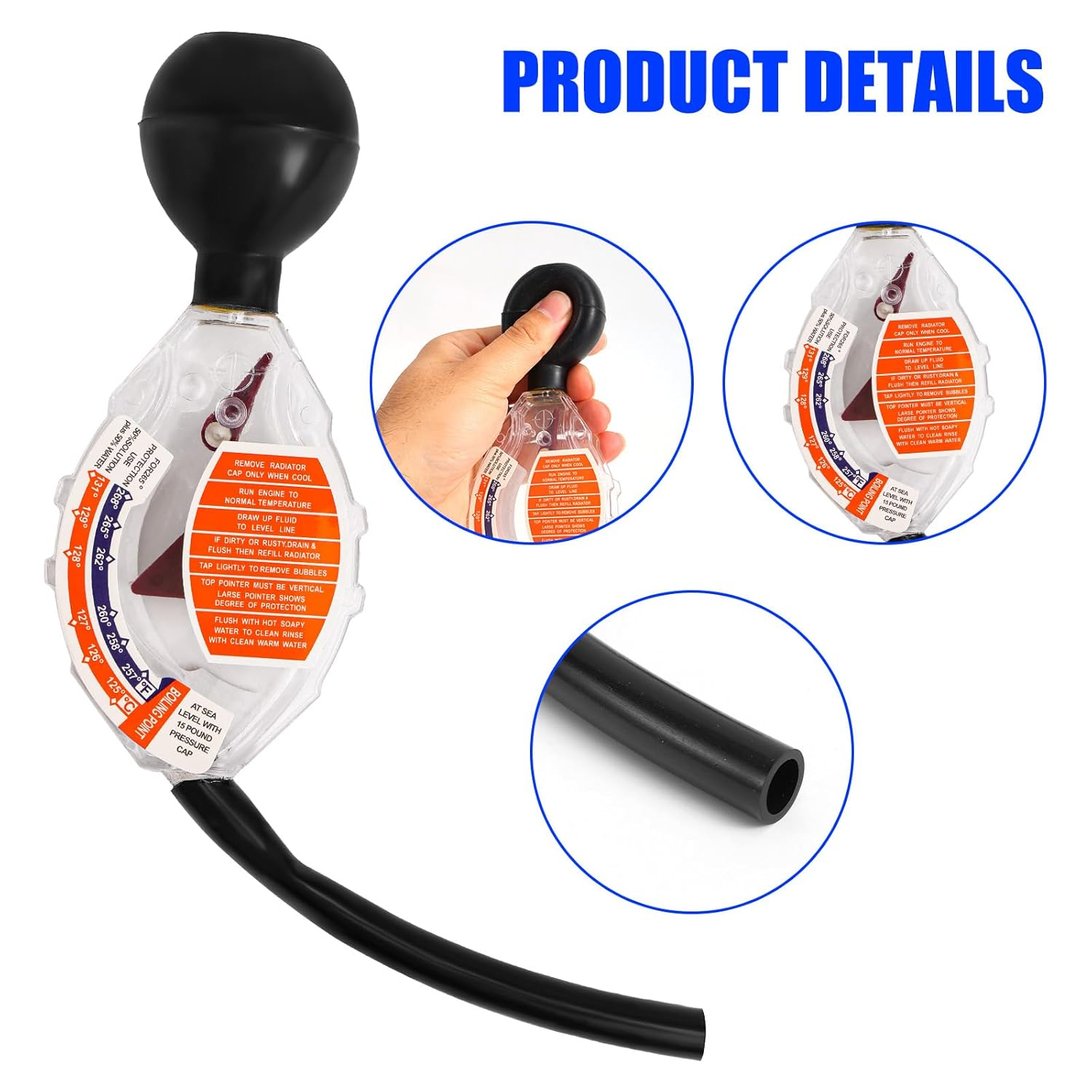 Antifreeze Coolant Tester, Dial Type High Accuracy Hydrometer Coolant Tester Universal Automotive Antifreeze Test Kit for Car Battery 6/12/24V Ethylene Glycol image number 5