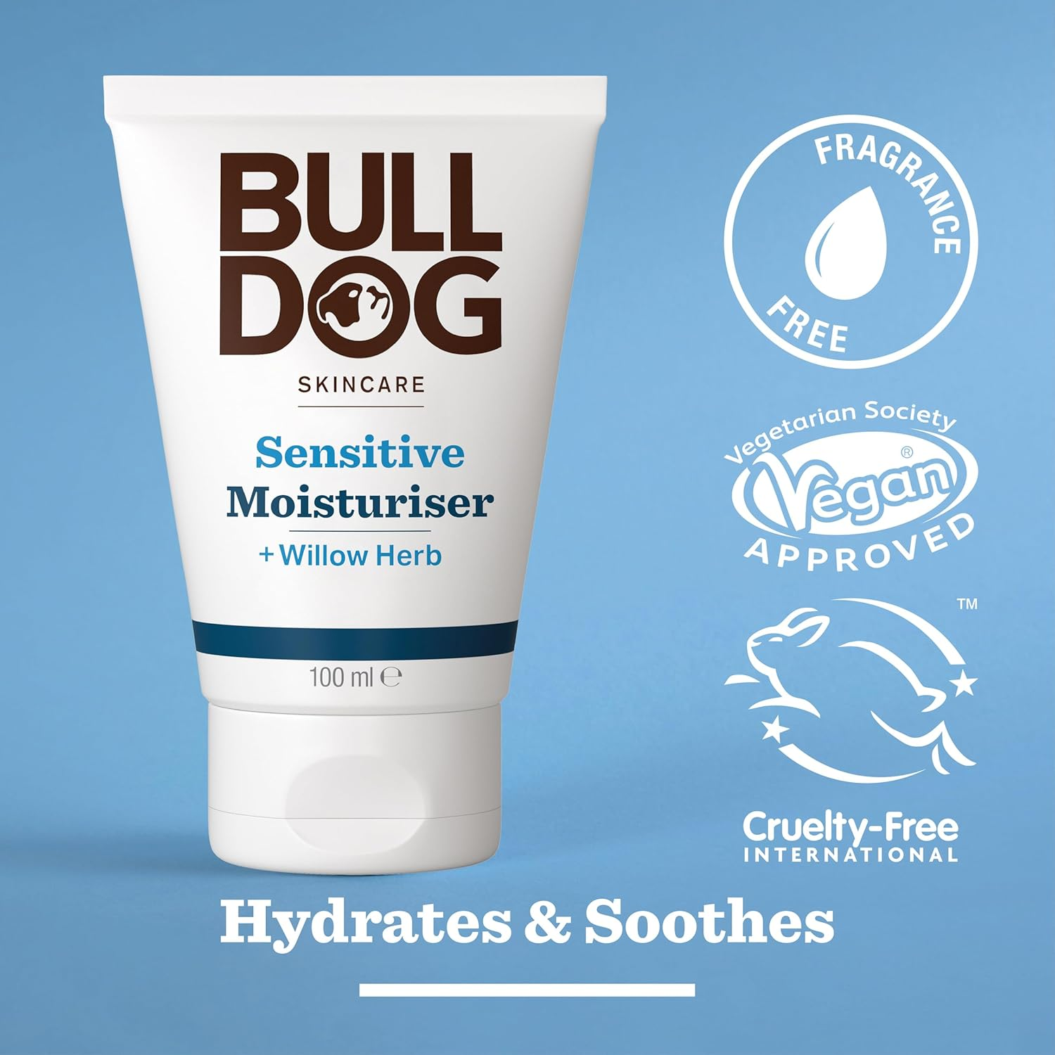 Bulldog Skincare for Men Sensitive Moisturiser, Fragrance Free, All Day Hydration for Sensitive Skin, 100Ml (Pack of 3) image number 4