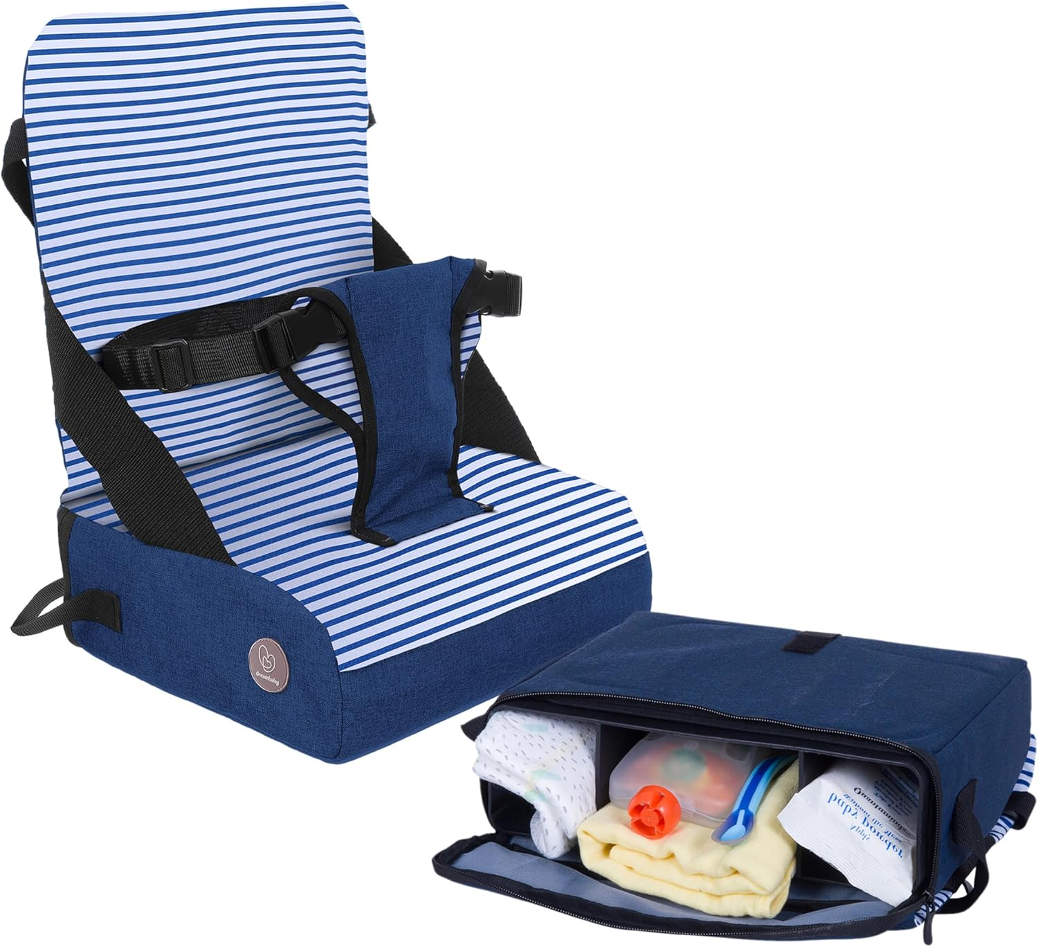 Dreambaby Grab &lsquo;N Go Travel Booster Seat &ndash; Portable Toddler High Chair for Dining (6M-5Y) with Storage & Shoulder Strap