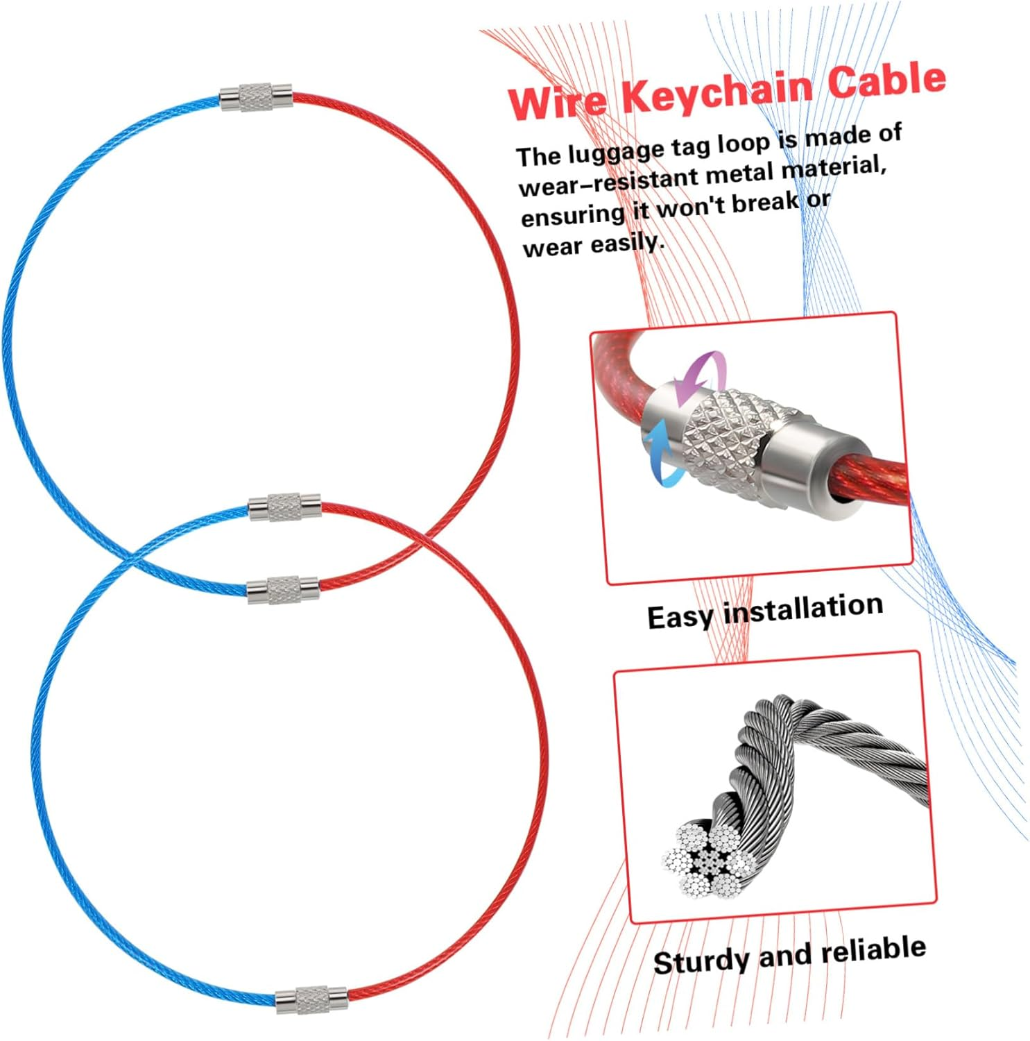 SEWACC 16Pcs Heavy Duty Wire Key Chain Stainless Steel Cable Portable for Outdoor Luggage Tags and Keys image number 6