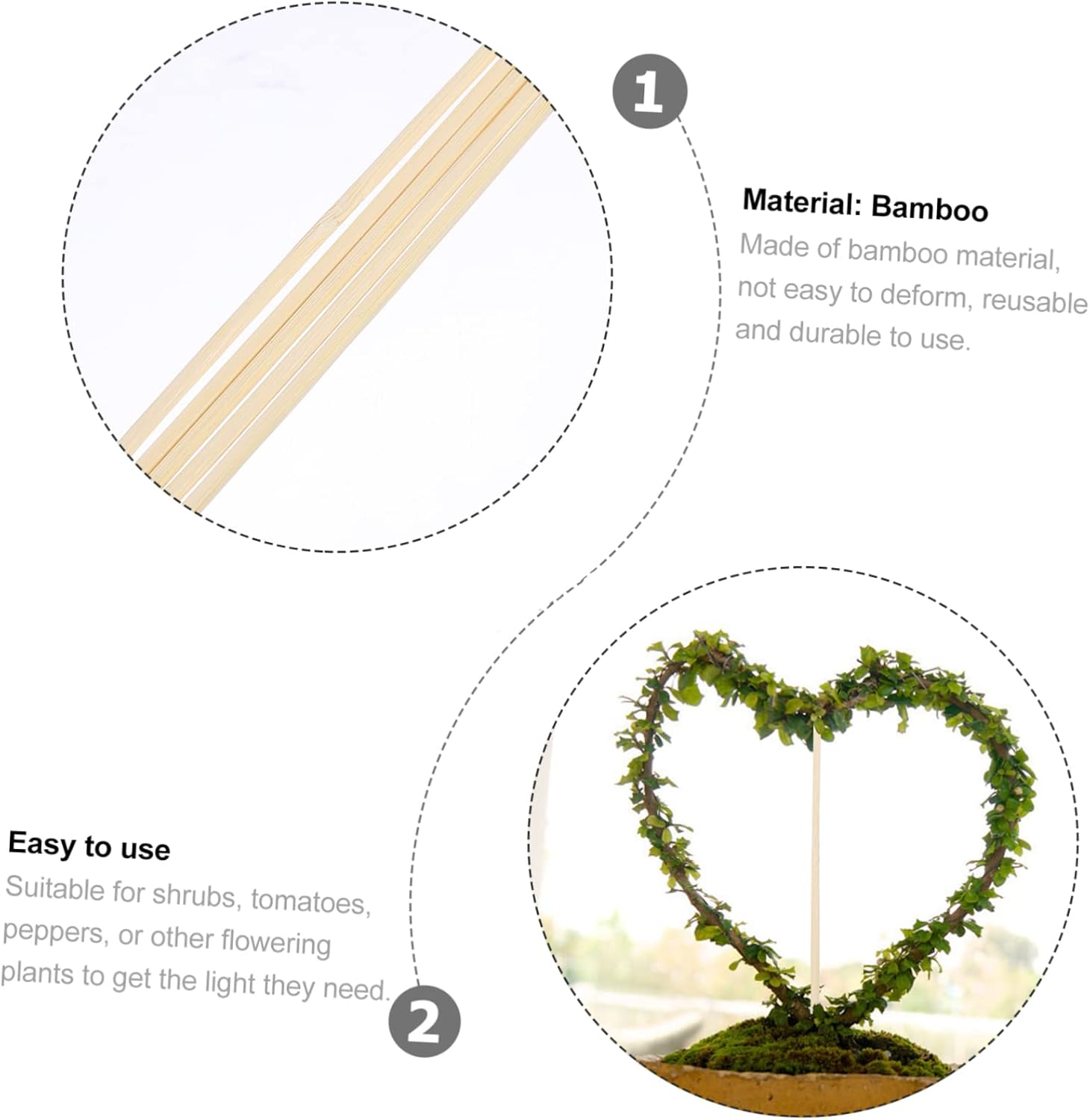 FUNOMOCYA 200Pcs Bamboo Sticks Garden Sticks Floral Plant Support Stakes Planting Supplies for Plant Growth Support DIY Gardening image number 6