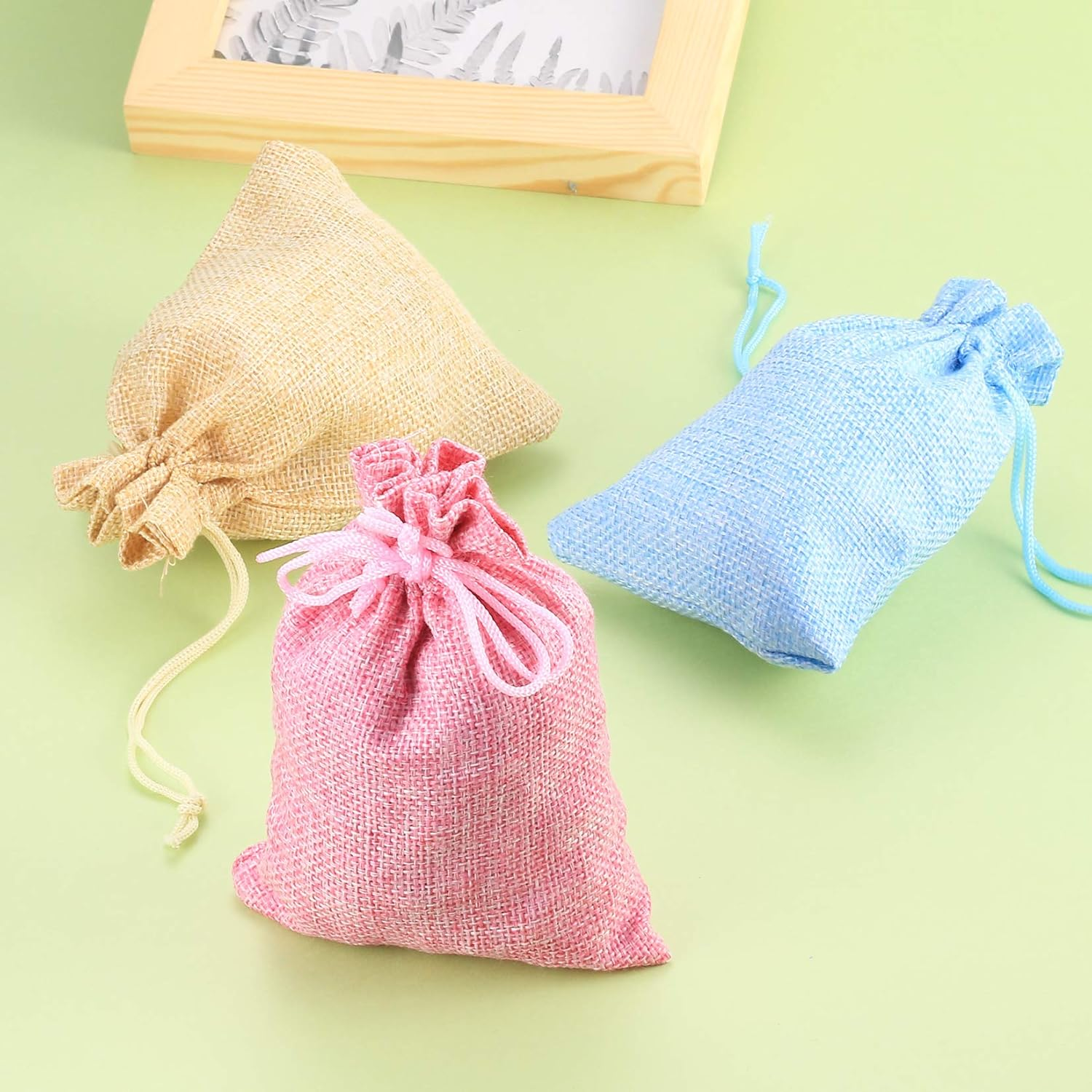 20PCS Jute Bag, Small Linen Cloth Bags, Colorful Lavender Sachet Gift Bag for Jewelry Wedding Banquet Christmas DIY Crafts (10X14Cm, Random Colors) image number 2