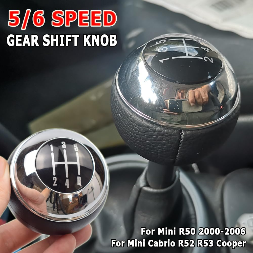 5/6 Speed Car Gear Knob Gear Stick Hand Ball for Mini R50 One D R52 R53 Cooper S 3-Door 2001 2002 2003 2004 2005-2008 (5 Speed)
