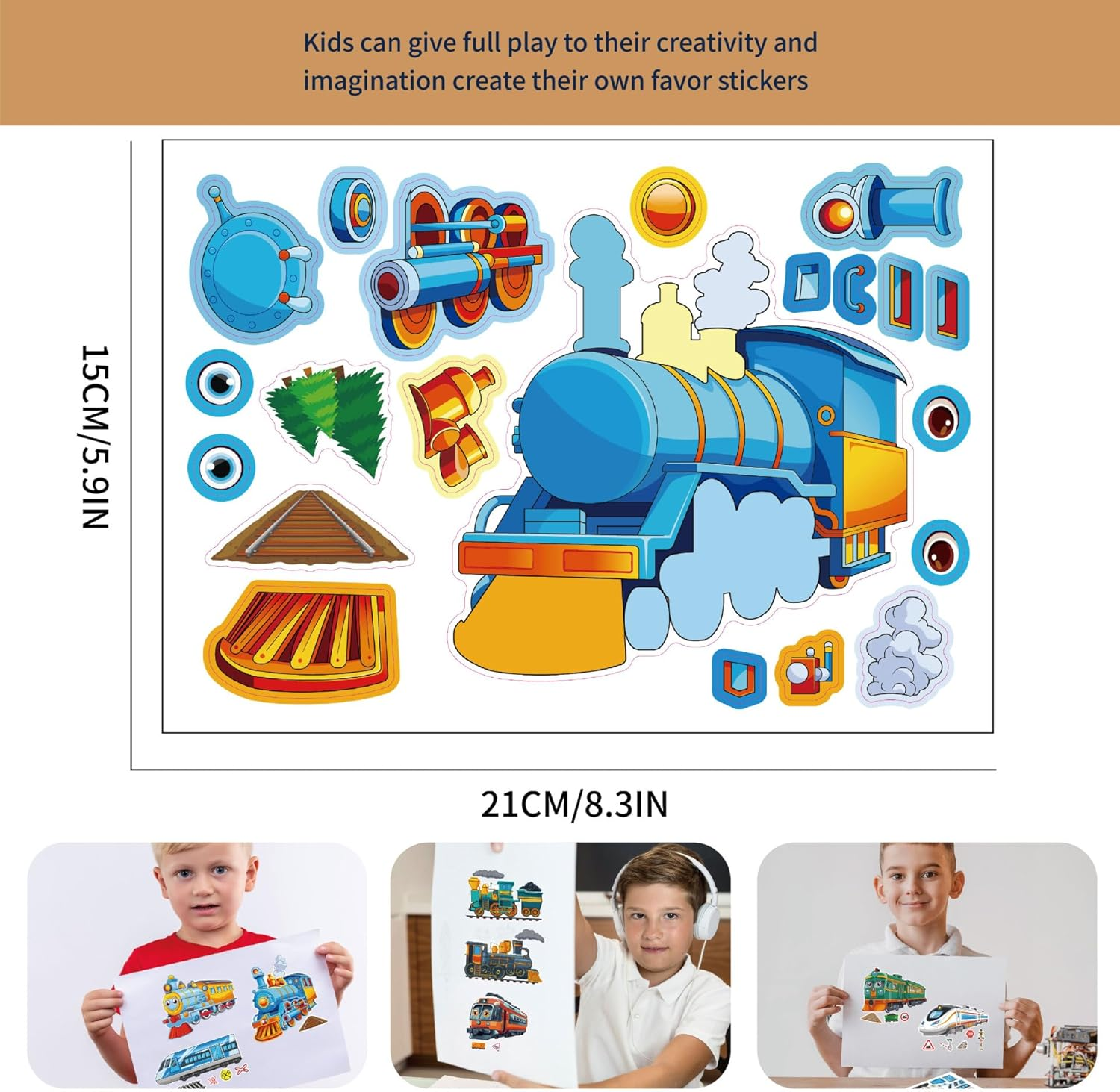 Levigo 32 Sheets Train Stickers Make Your Own Car Stickers Train Party Favors Gifts for Boys