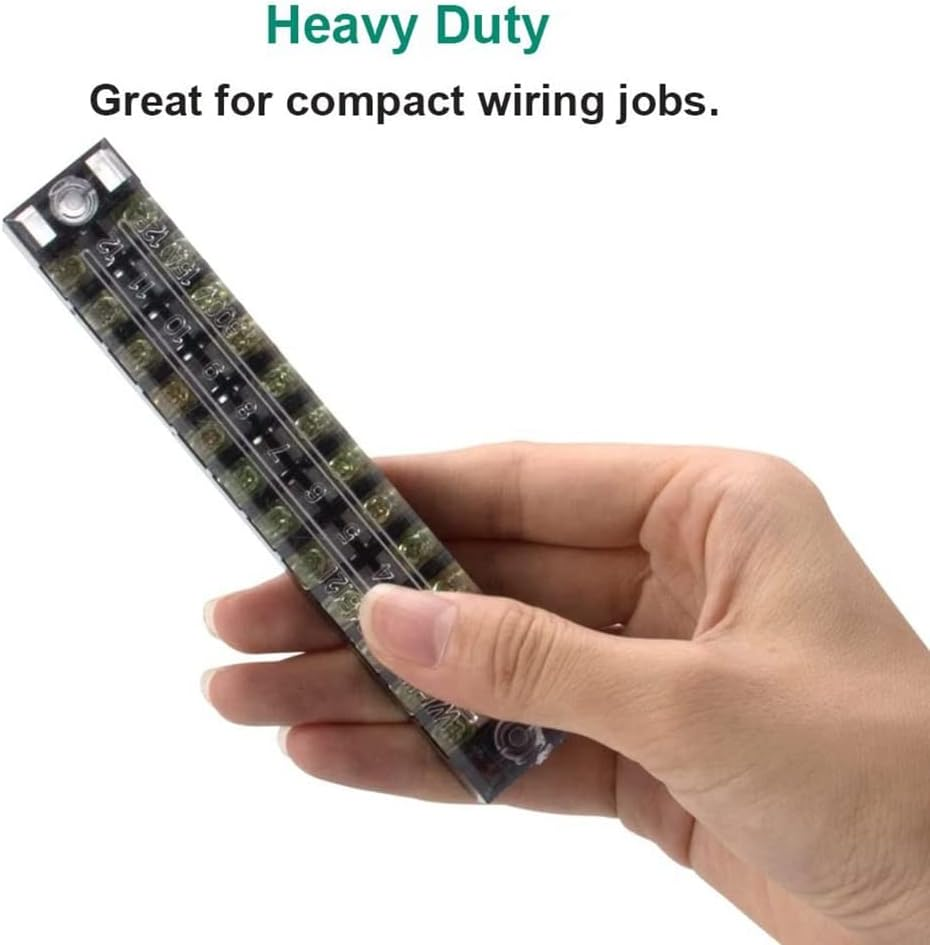 10 Pcs Terminal Block 12 Positions Dual Row 600V 15A Screw Terminal Strip Blocks with Cover Terminal Strip image number 3